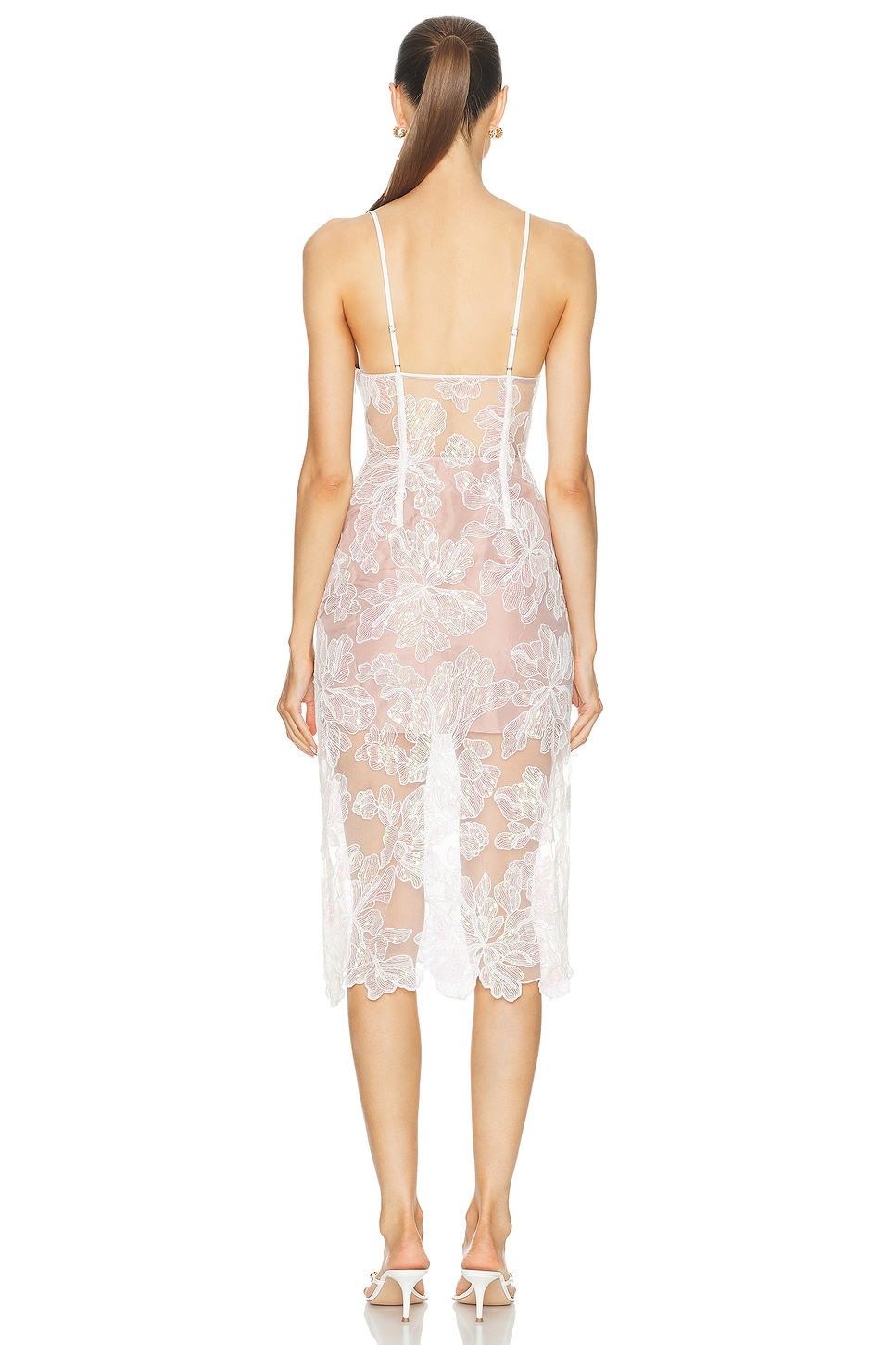 Sequin Floral Embroidered Midi Dress - 3
