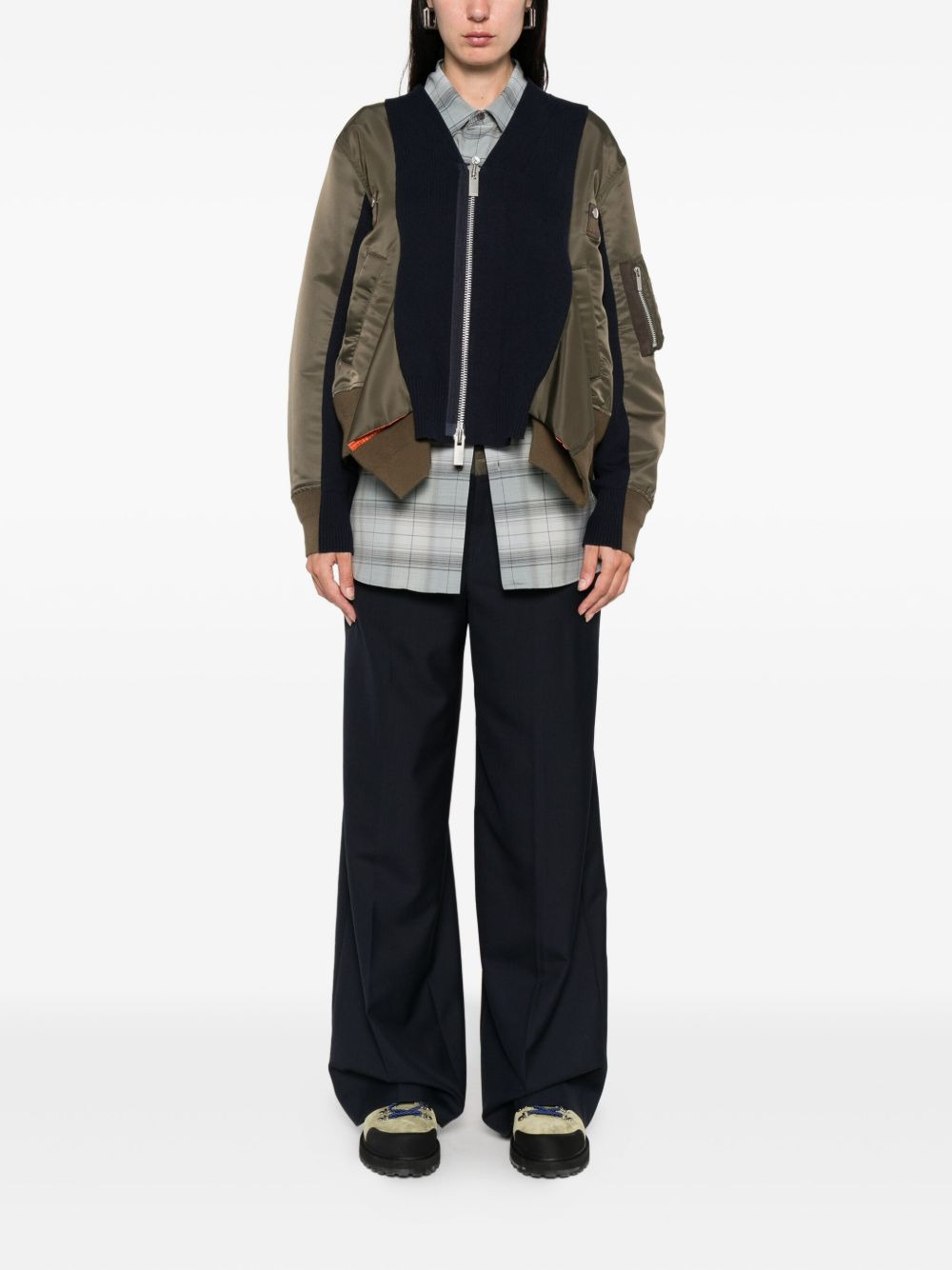 Sacai Women Cotton And Nylon Cardigan - 5