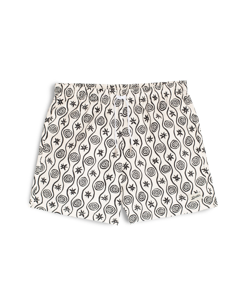 White Sunwhirl Print Swim Trunk 1