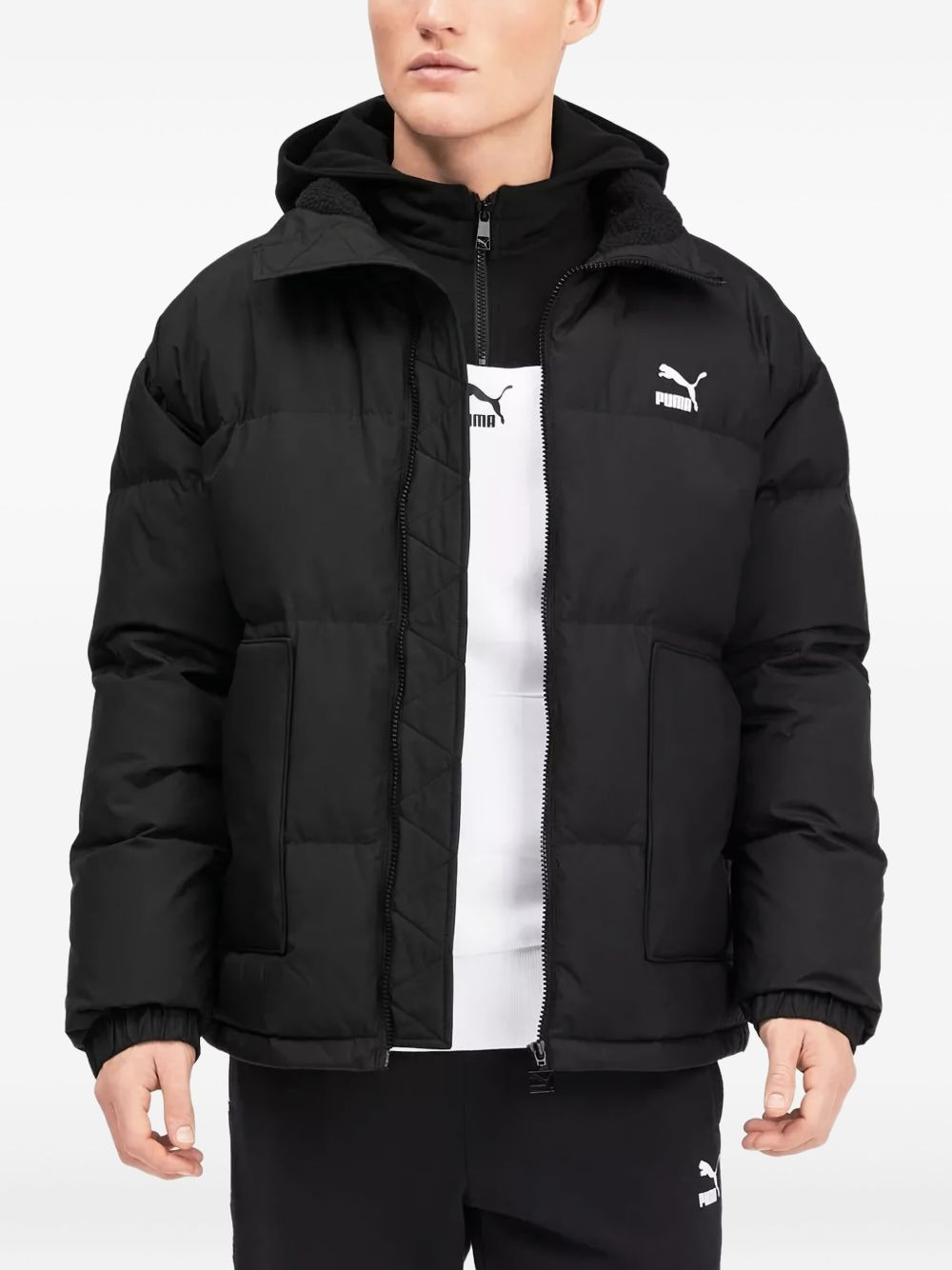 logo quilted puffer jacket - 3