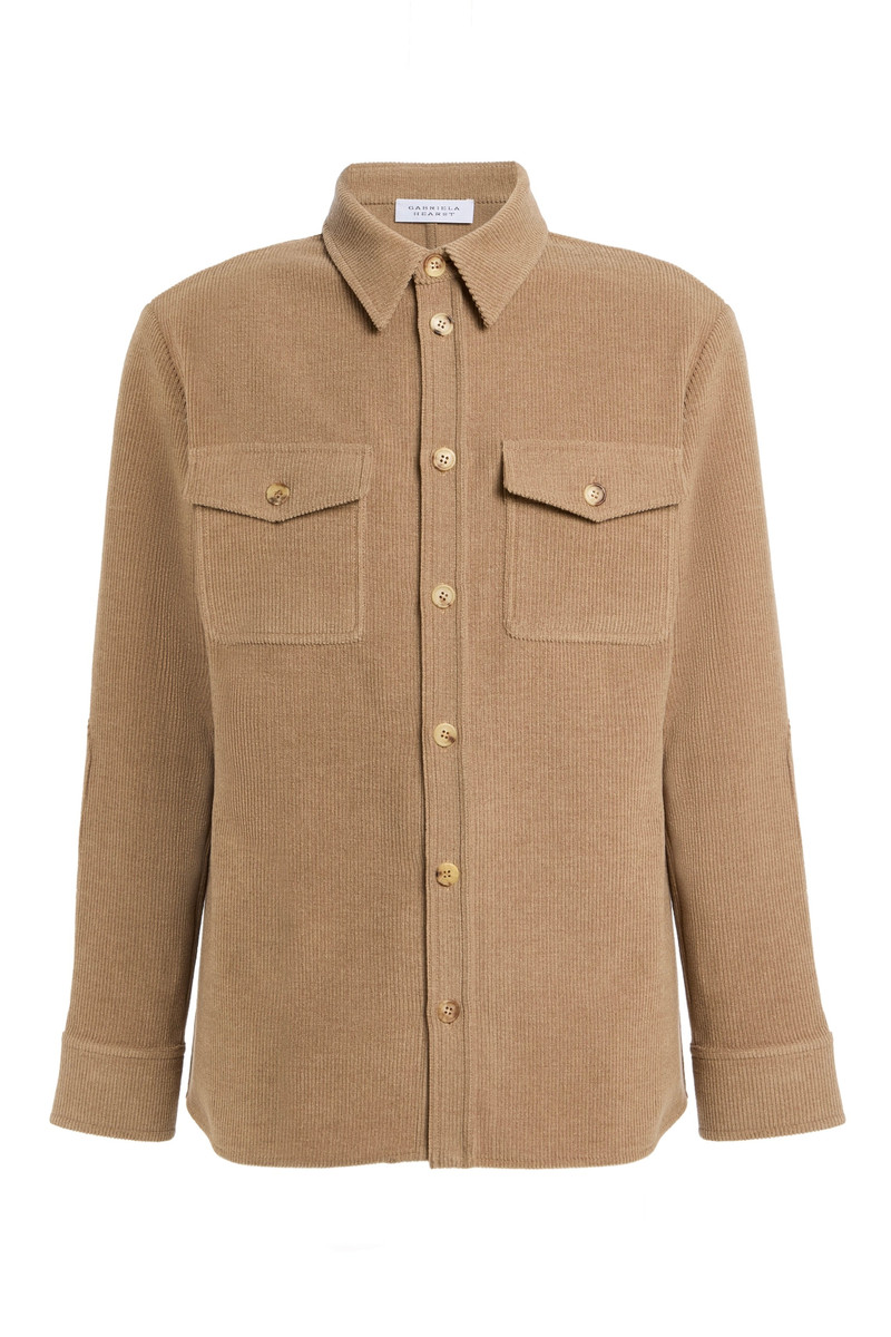 Lucas Overshirt in Camel Cashmere Wool Corduroy 1