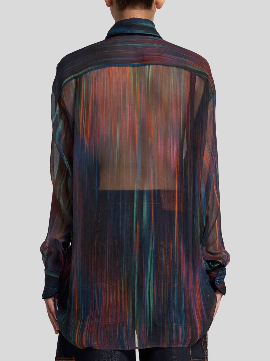 PRINTED SILK SHIRT WITH RUCHING - 4