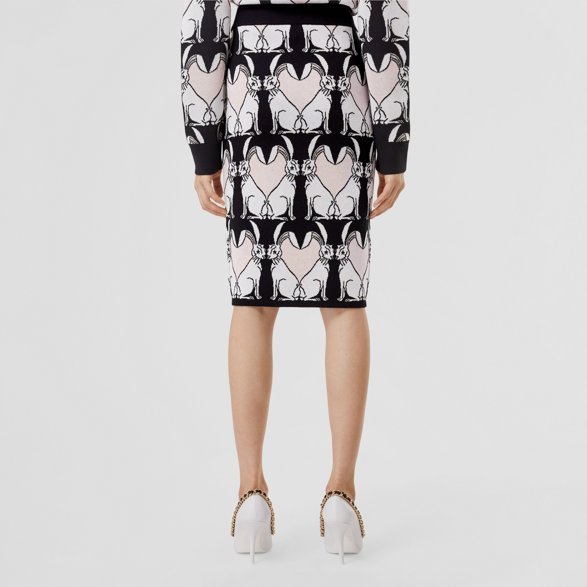 Rabbit Viscose and Wool Blend Jacquard Pencil Skirt - 3