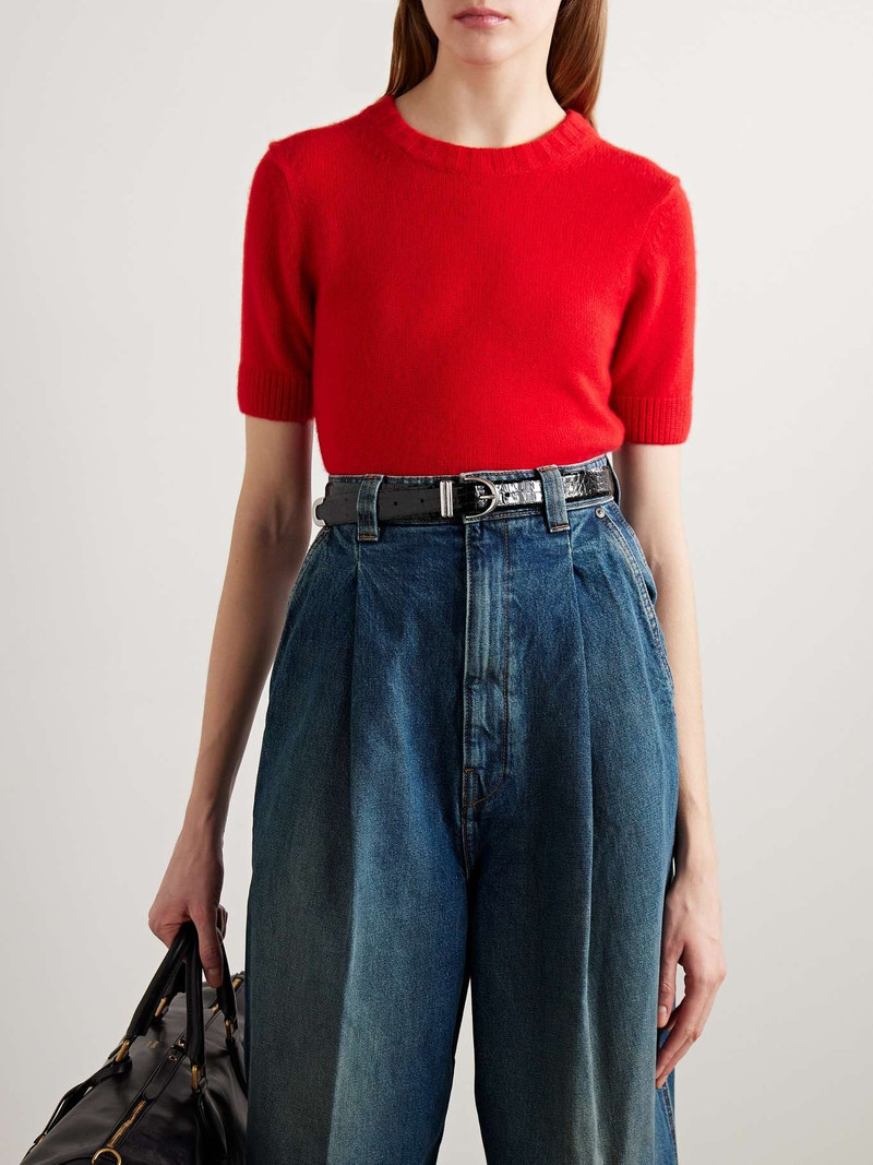 KHAITE Bambi croc-effect leather belt outlook