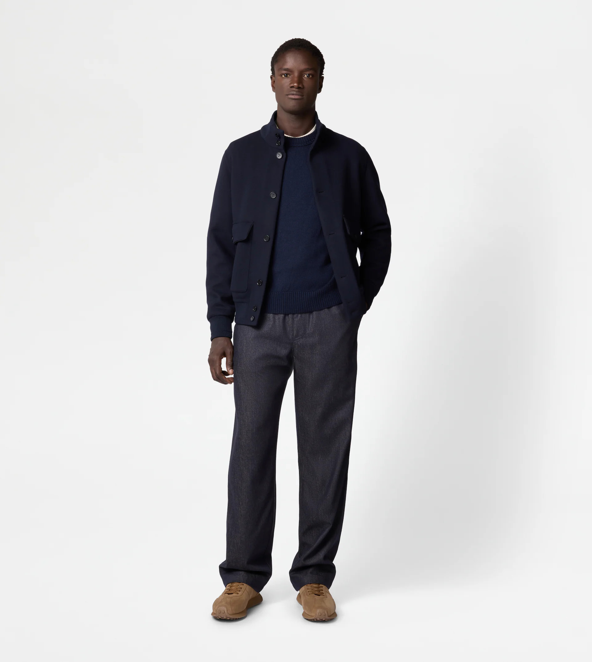 BOMBER JACKET IN WOOL DOUBLE FABRIC - BLUE - 2