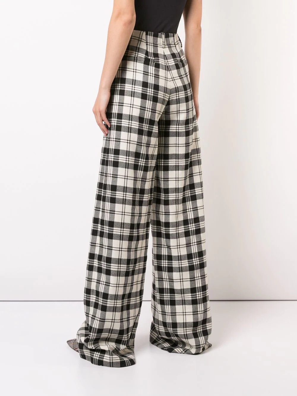 plaid crooked wide-leg trousers  - 4