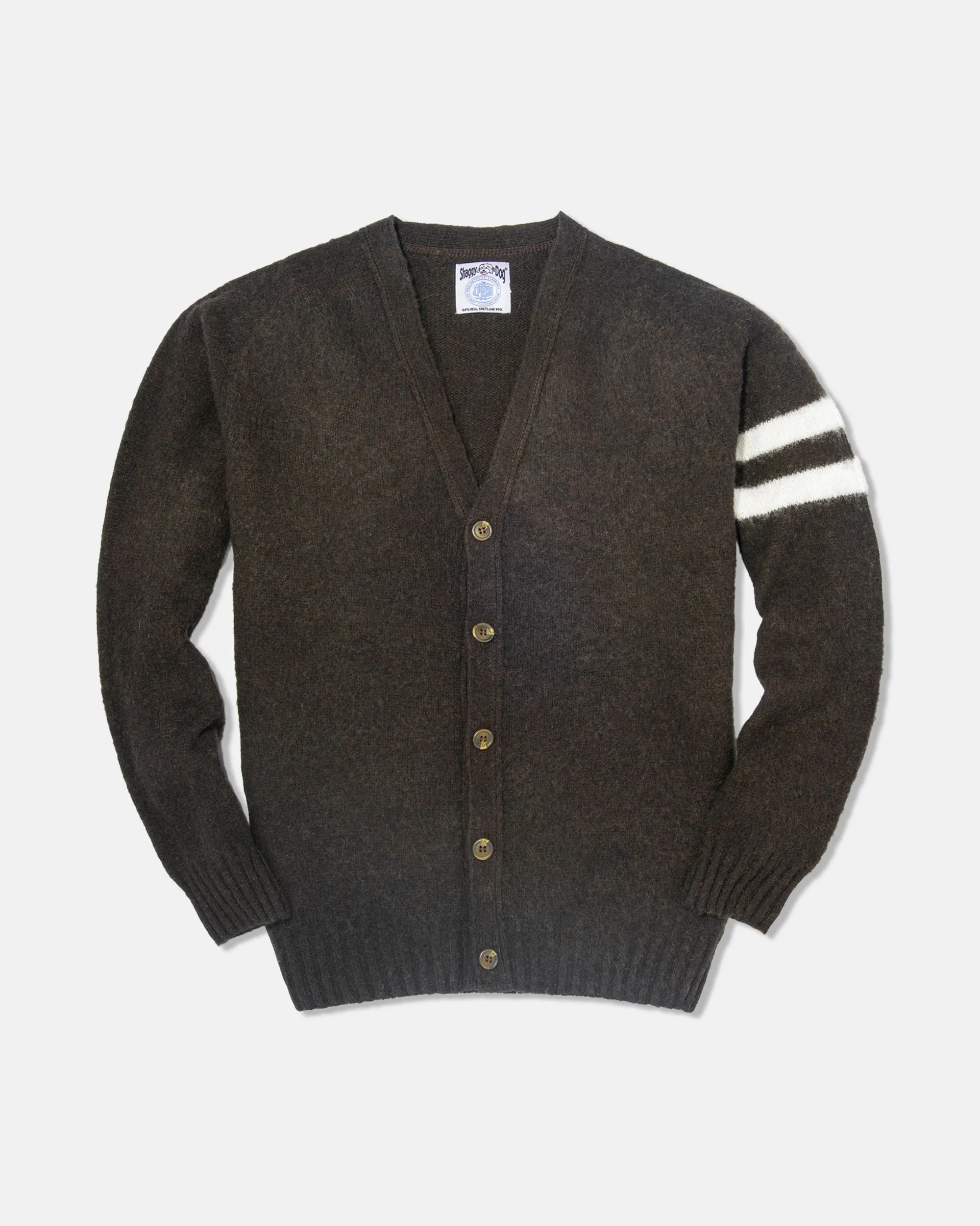 MADE-IN-SCOTLAND BROWN SHAGGY DOG UNIVERSITY CARDIGAN - 1