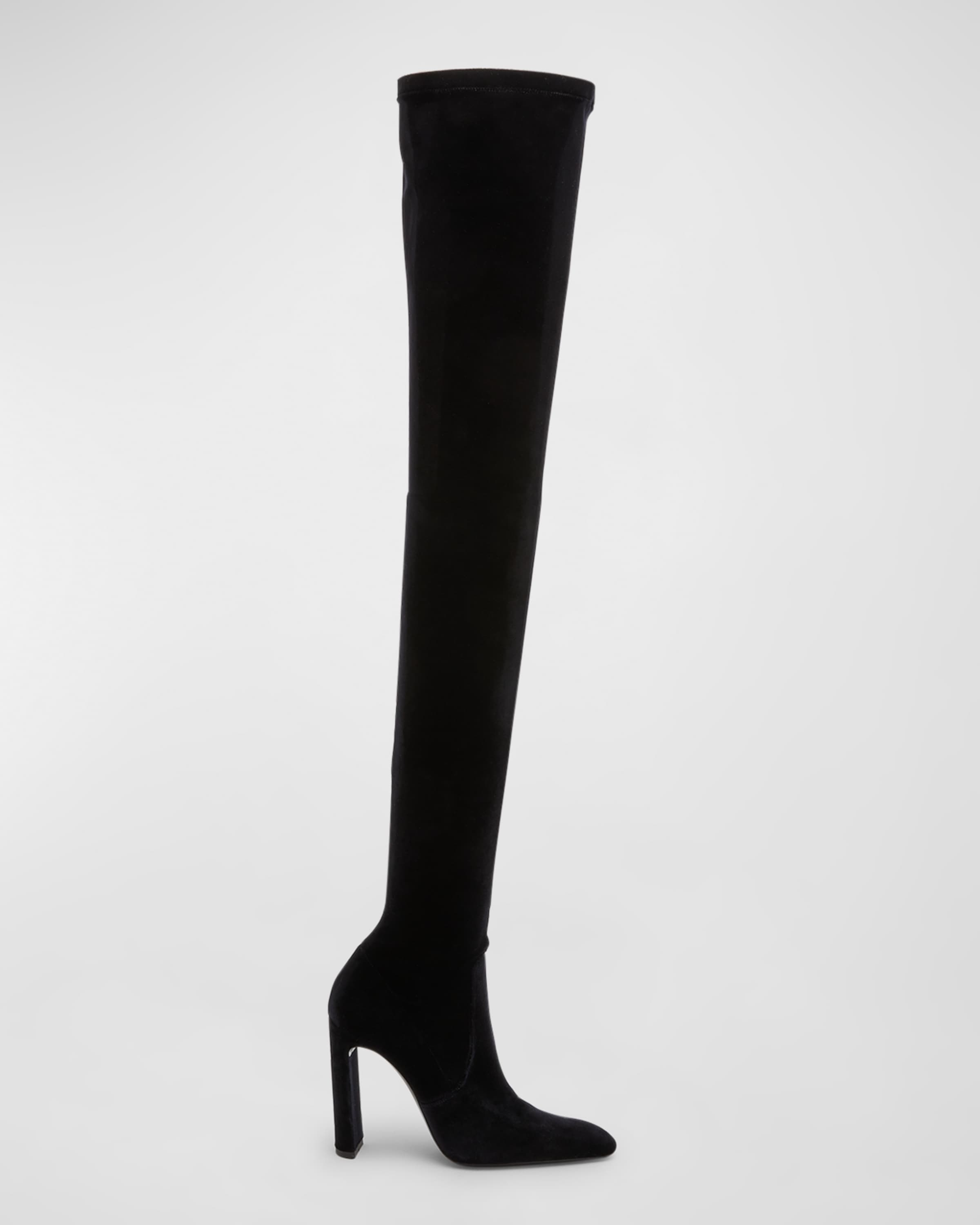 Auteuil Velvet Over-the-Knee Stilleto Boots - 1