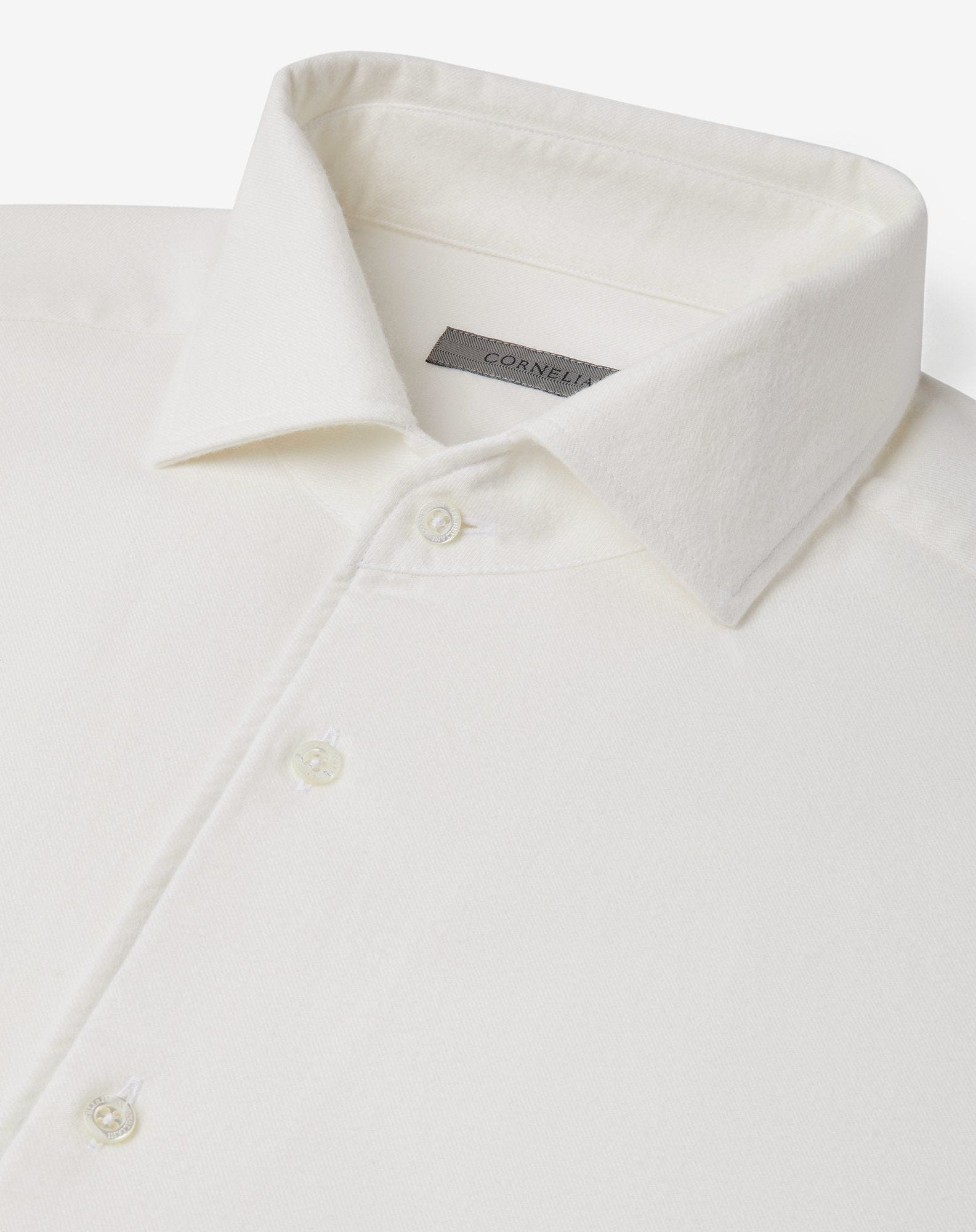 White cotton flannel and cashmere shirt - 4