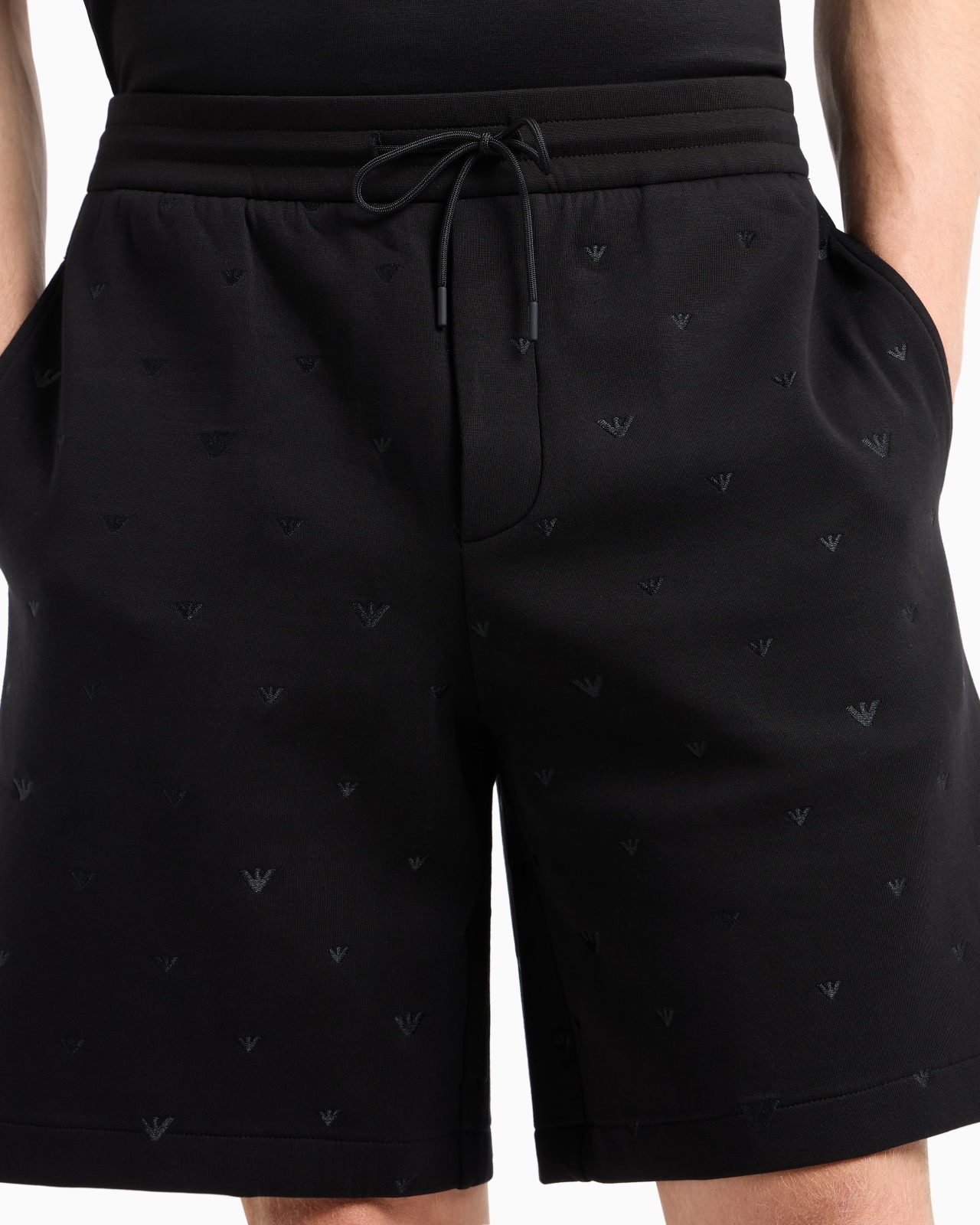DOUBLE JERSEY BERMUDA SHORTS WITH ALL-OVER MICRO EAGLE EMBROIDERY - 5