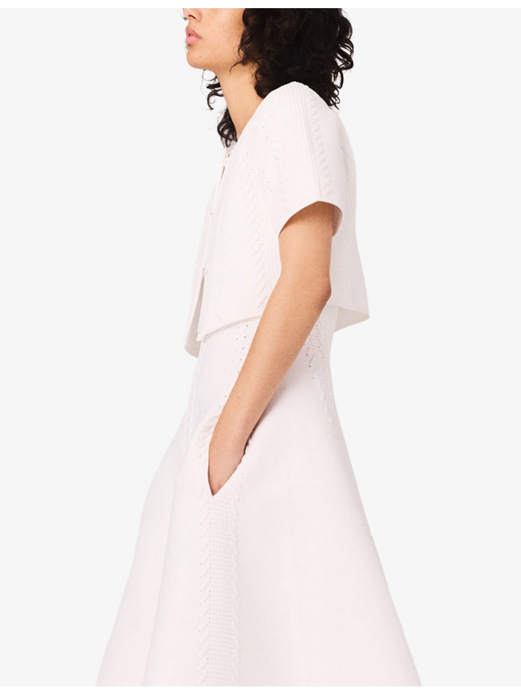 Cropped Round-Neck Short-Sleeve Knitted Cardigan - 3