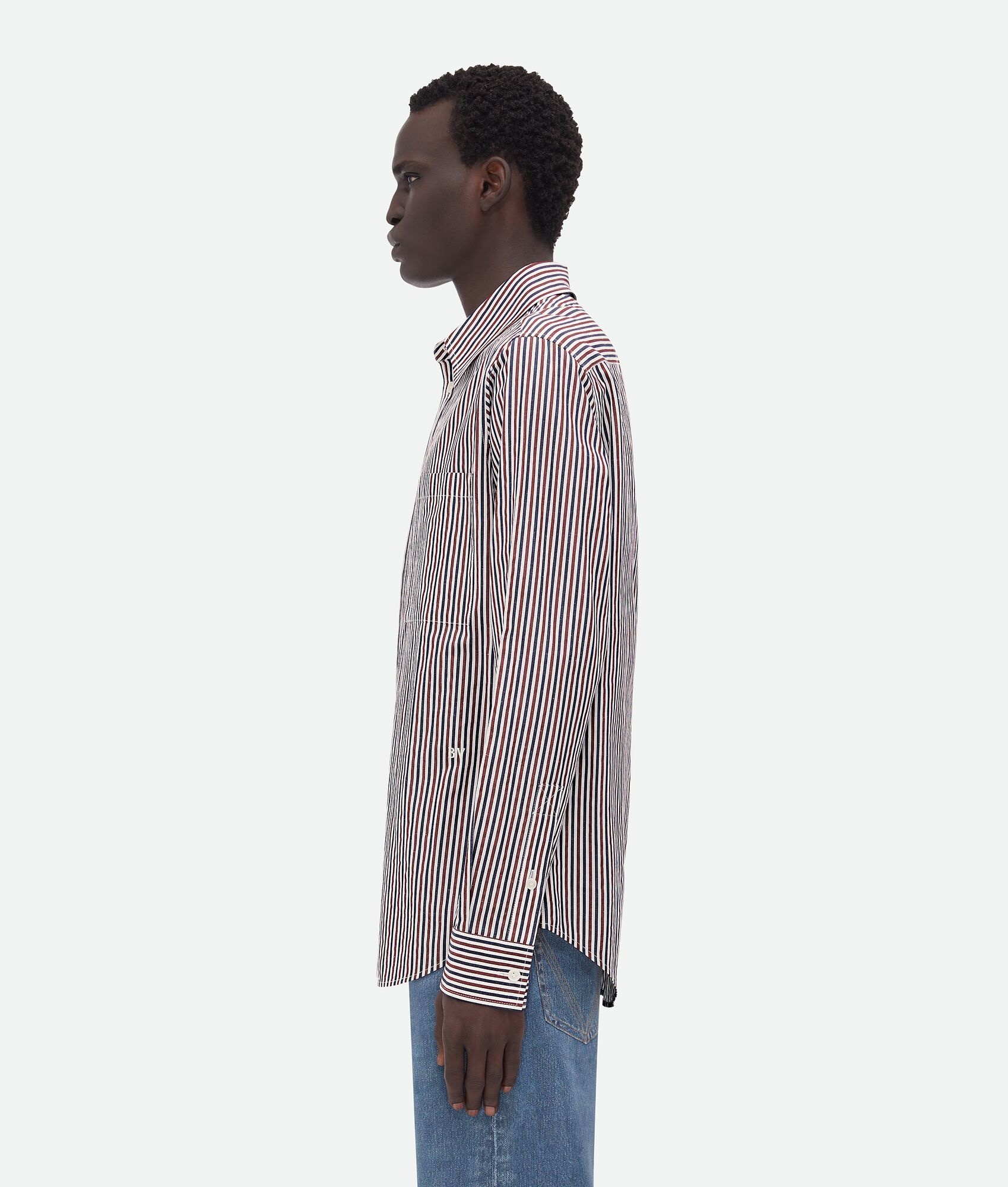 Striped Cotton Shirt With "BV" Embroidery - 2