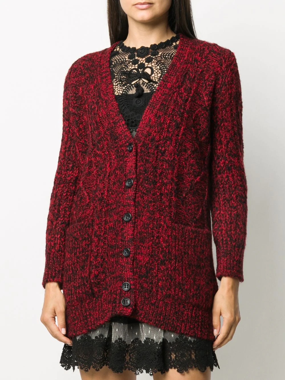 Red Girl embroidery cardigan - 3