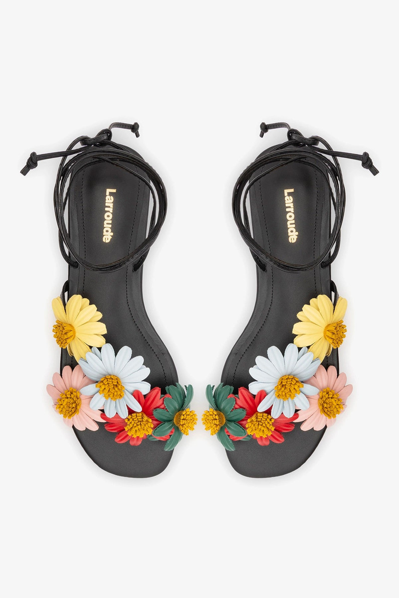 Fiore Flat Sandal Black Leather 6