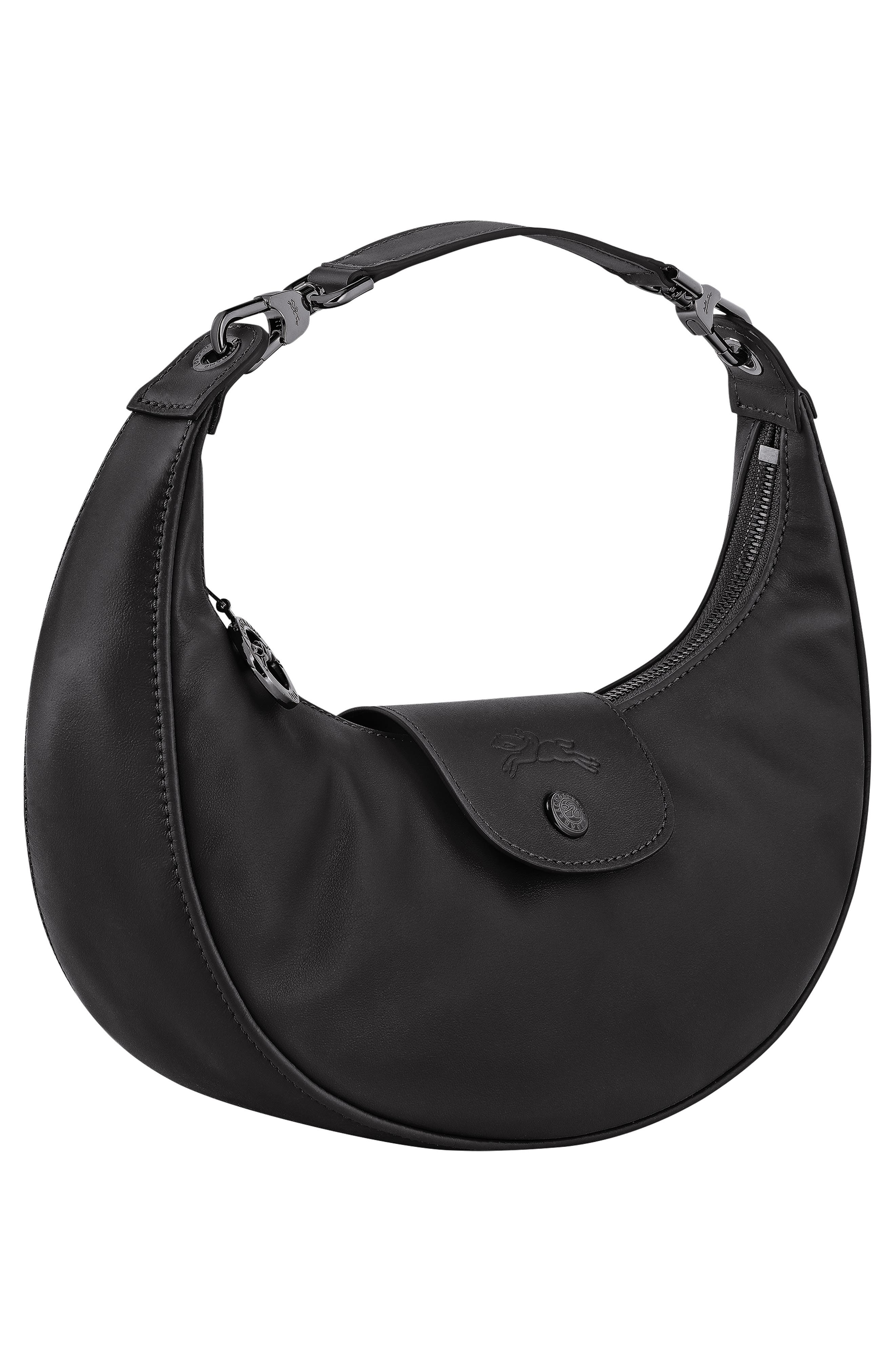 Longchamp Le Pliage Xtra Round Leather Top Handle Bag in Black at Nordstrom - 5