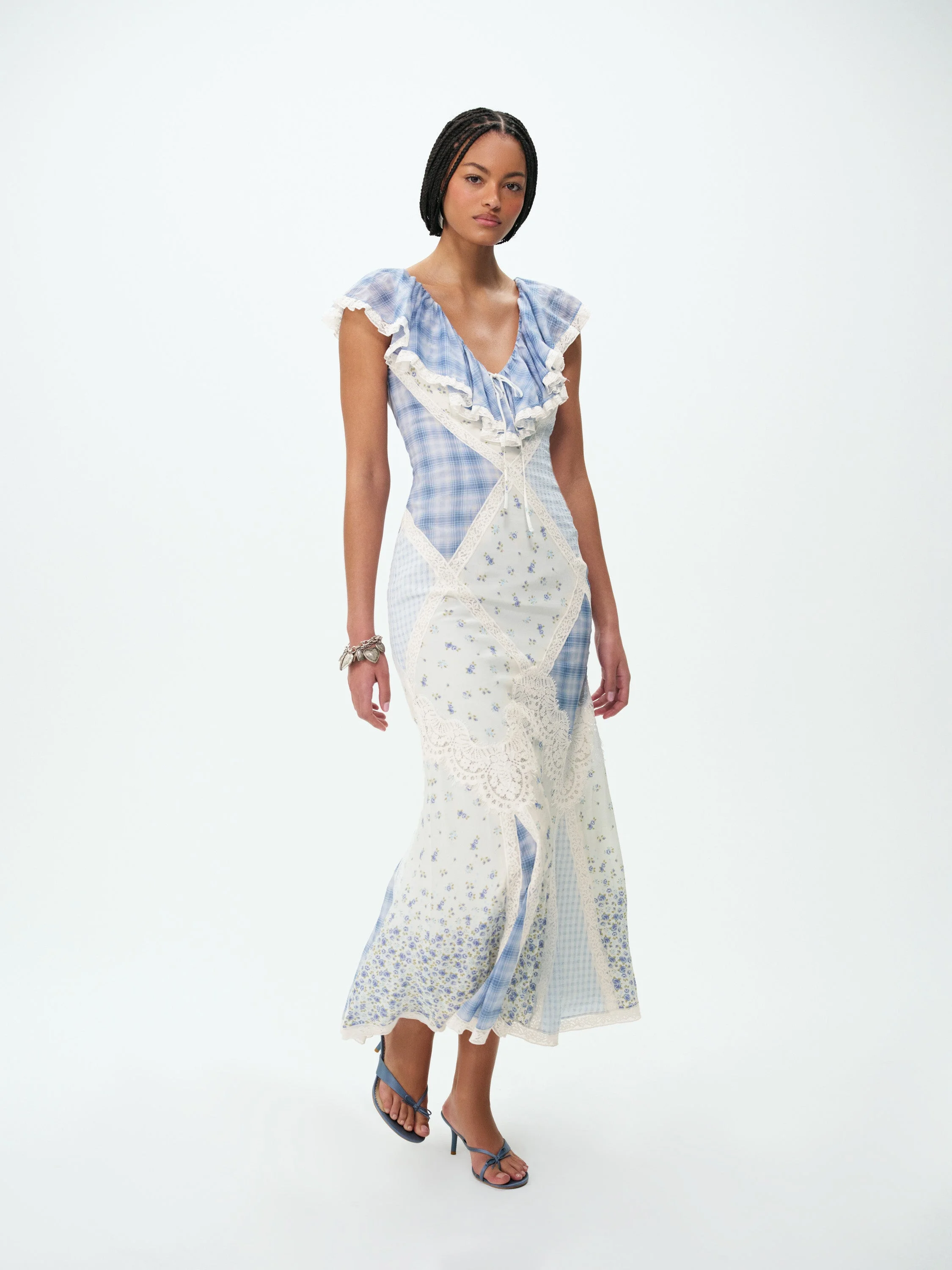 Bluebird Plaid Maxi Dress - 1