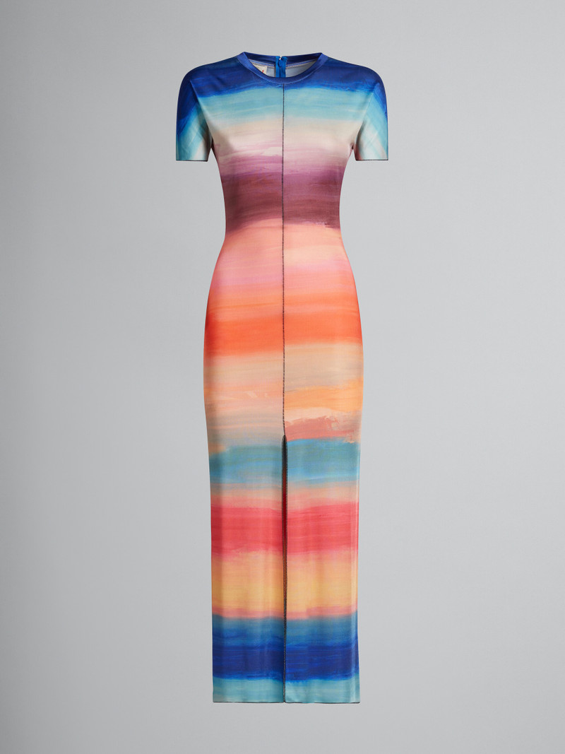 MULTICOLOURED VISCOSE DRESS WITH DARK SIDE OF THE MOON - 1