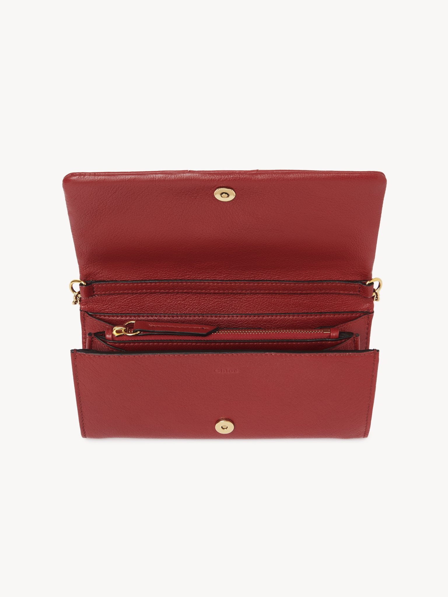 CHLOÉ SPIN FLAP WALLET ON CHAIN IN GRAINED LEATHER - 5