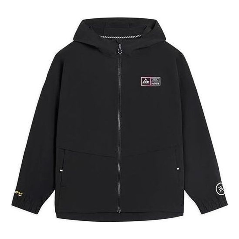 Wade 도표의 Li-Ning 방법 가득 차있는 Zip 두건 재킷 ' 검정' AFDS797-1 - 1