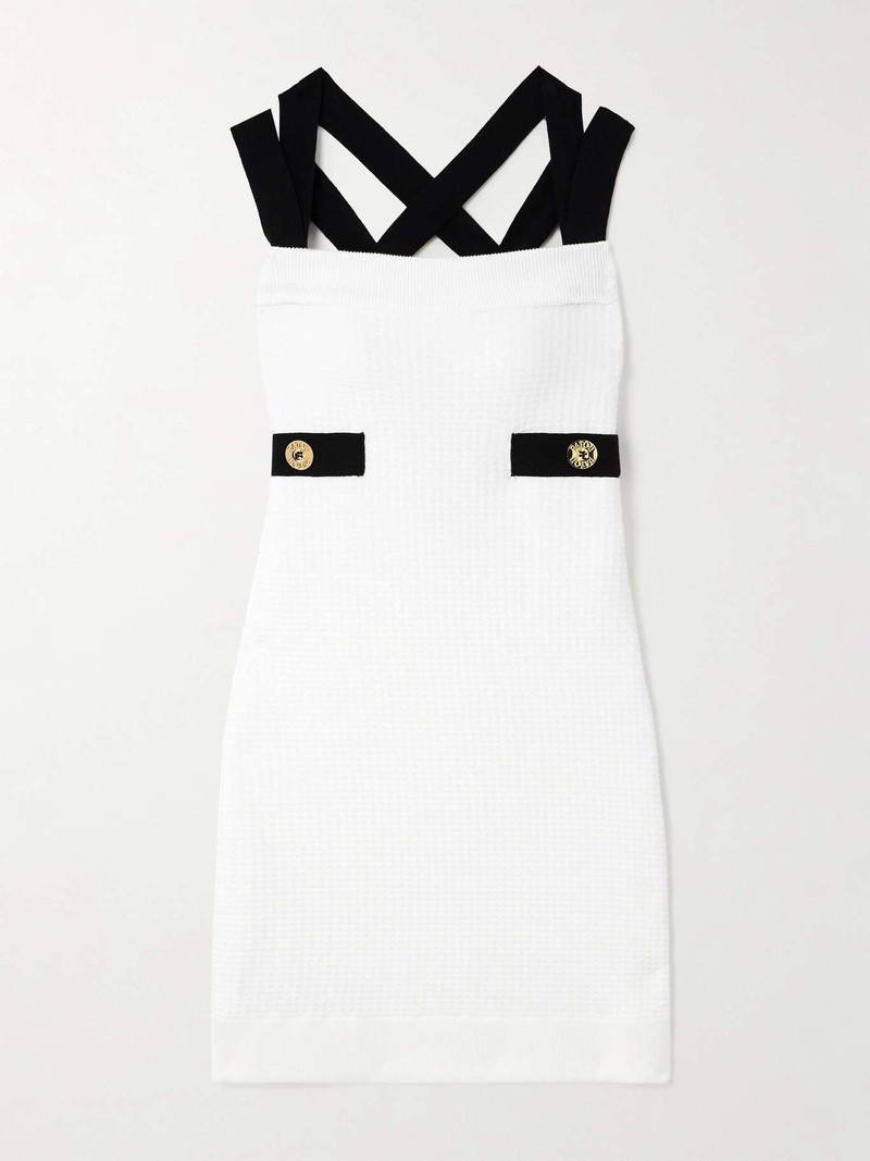 Embellished waffle-knit mini dress - 1