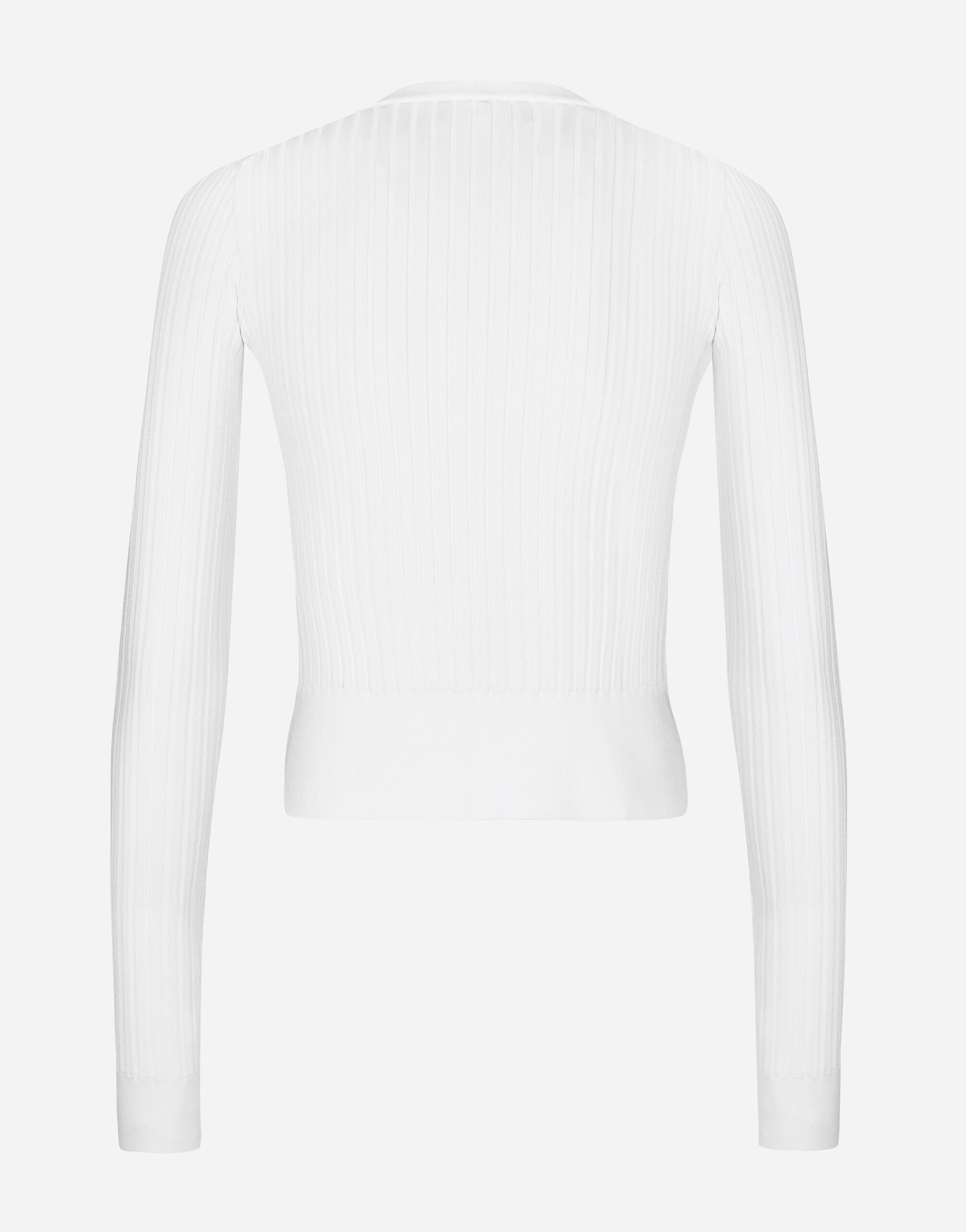 Ribbed viscose sweater with metal DG logo pin - 9