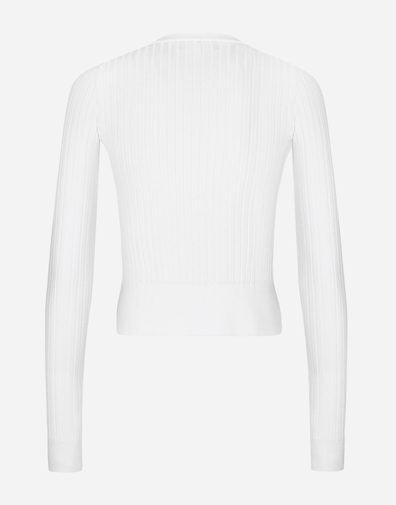 Ribbed viscose sweater with metal DG logo pin 9