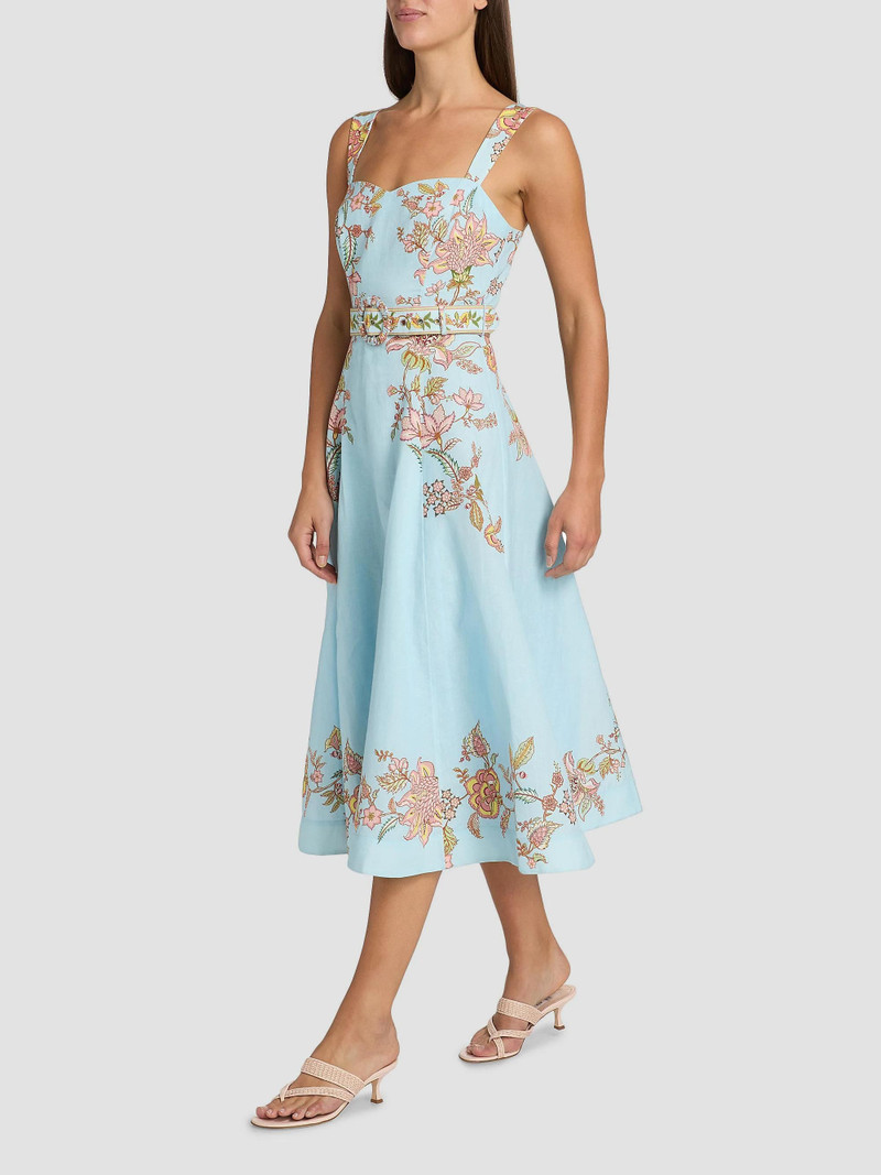 Women's Riah Floral Cotton-Linen Belted Midi-Dress - Blue 4