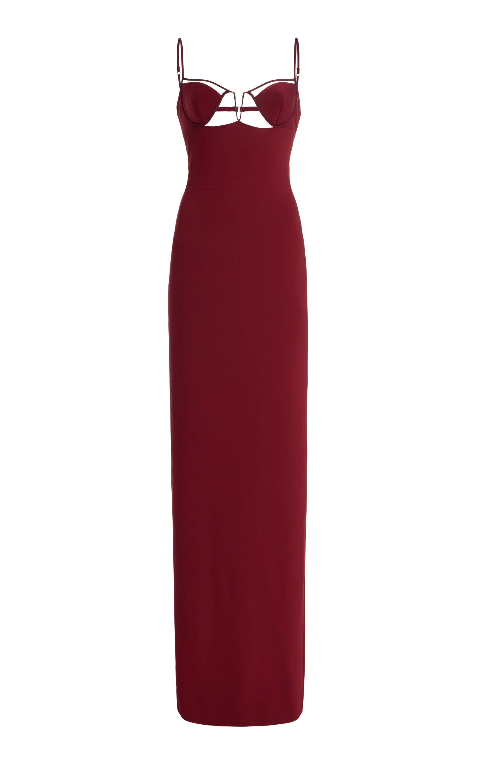 V-Wire Bra Jersey Maxi Dress burgundy - 1