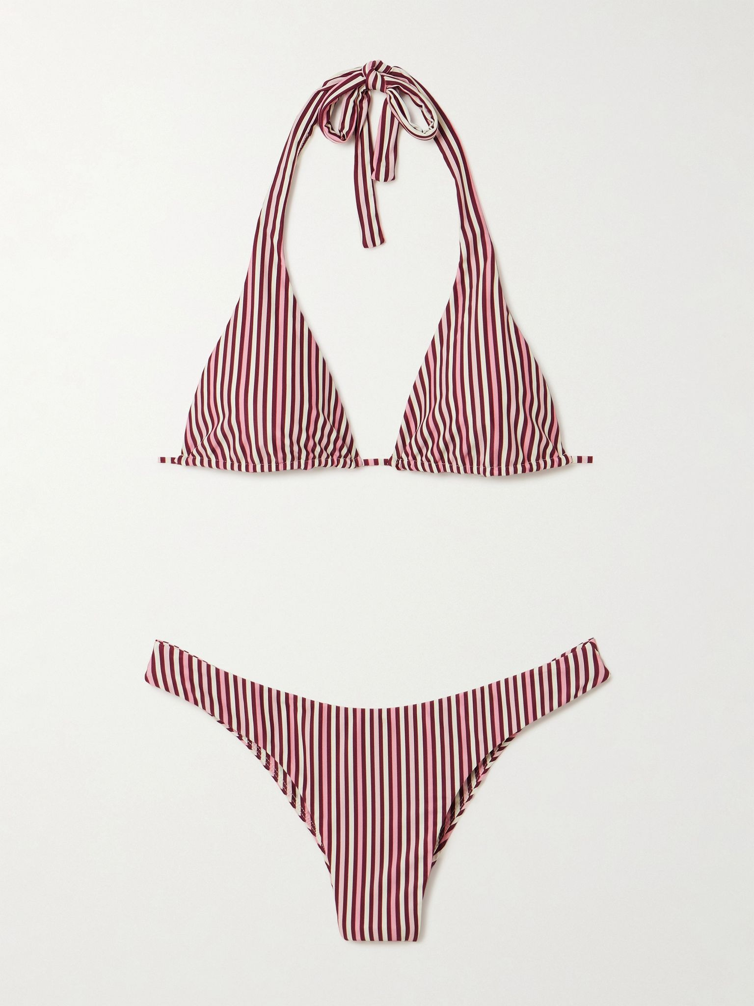 Kassia + Bebe striped stretch-ECONYL® triangle bikini Pink - 1