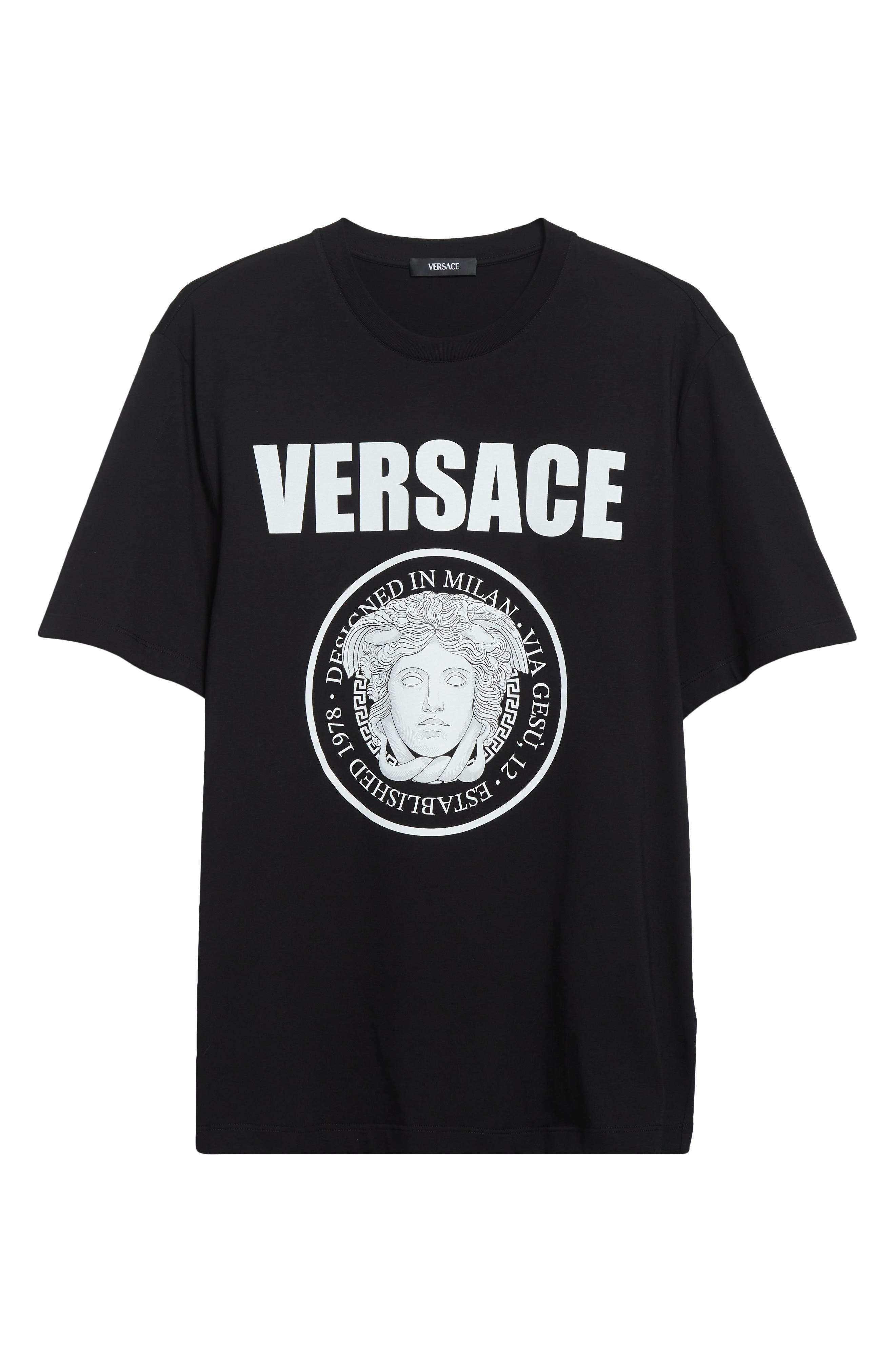 Versace Medusa Compact Cotton Jersey Graphic T-Shirt in Black at Nordstrom - 6