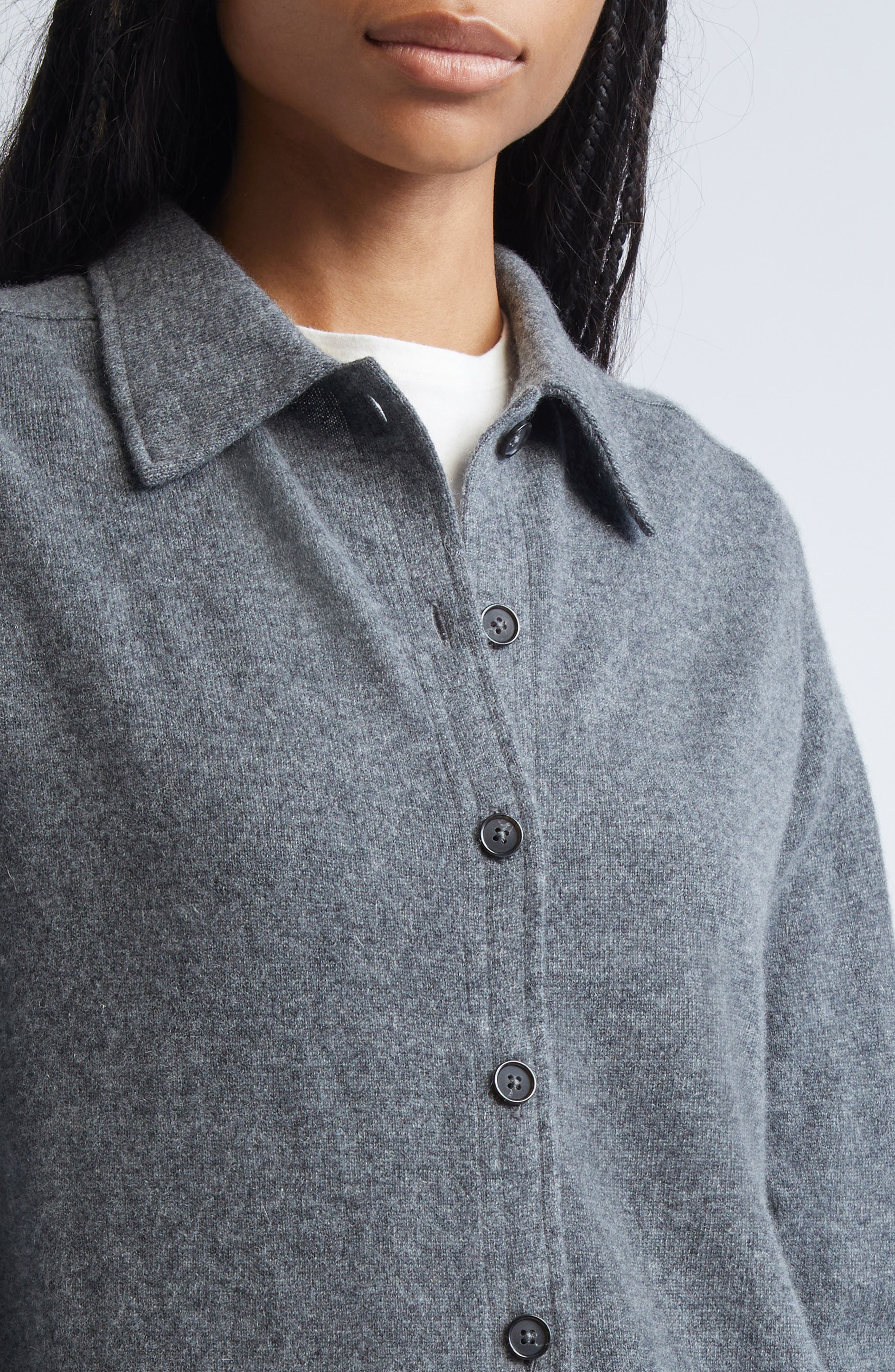 TOTEME Cashmere Cardigan in Dark Grey Melange at Nordstrom - 4