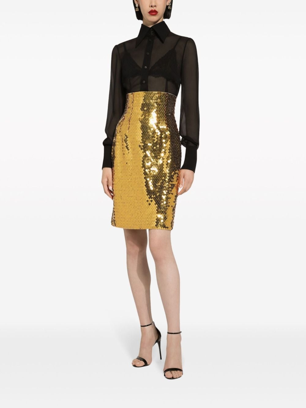 sequin-embellished high-waisted skirt - 3