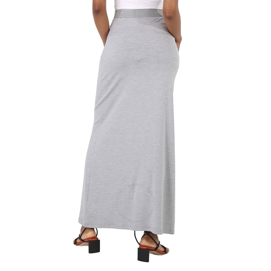 Burberry Ladies Grey Melange Stretch Silk Jersey Step-through Skirt - 6