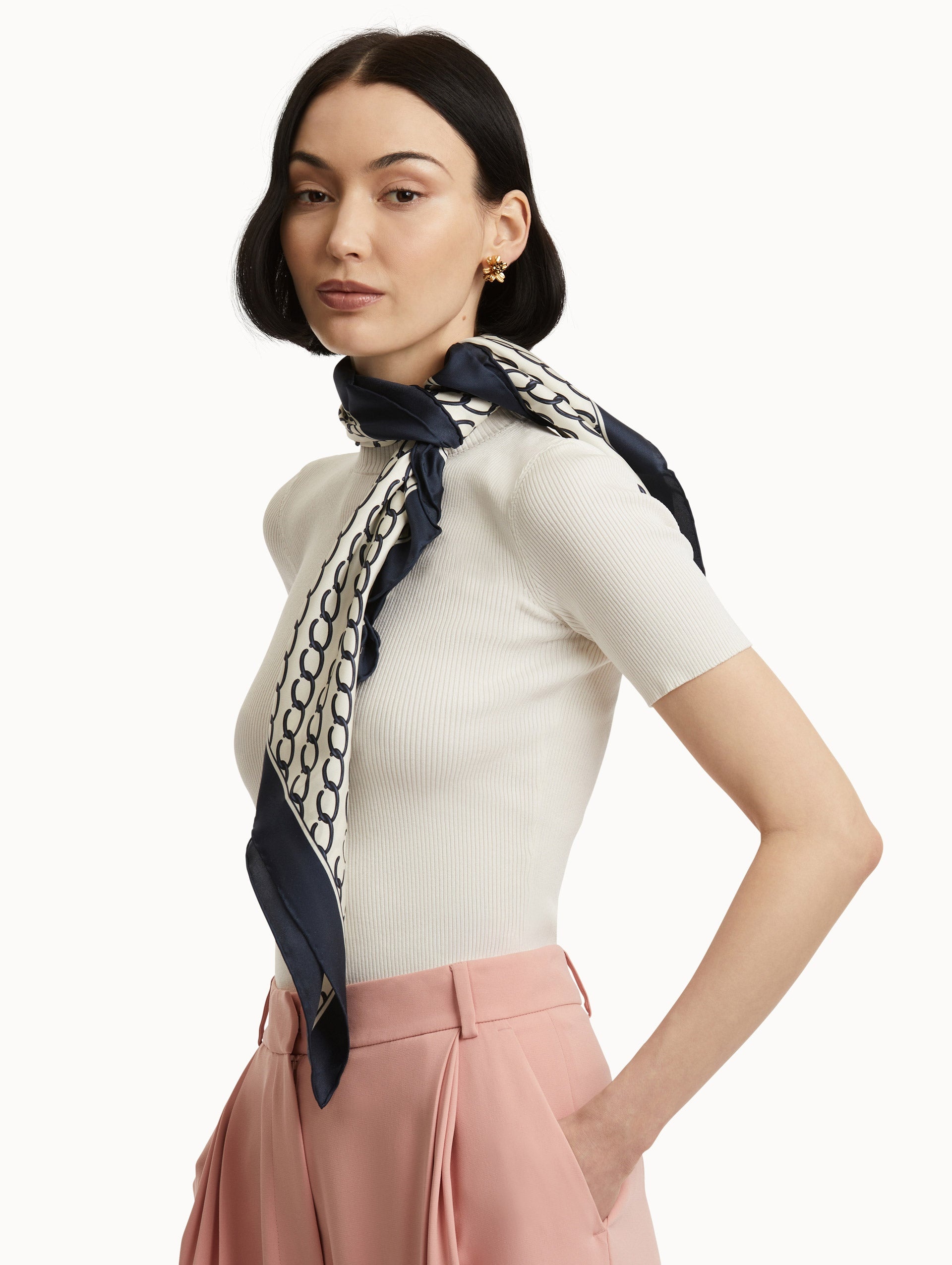 OSCAR CHAIN-LINK SILK SCARF - 3