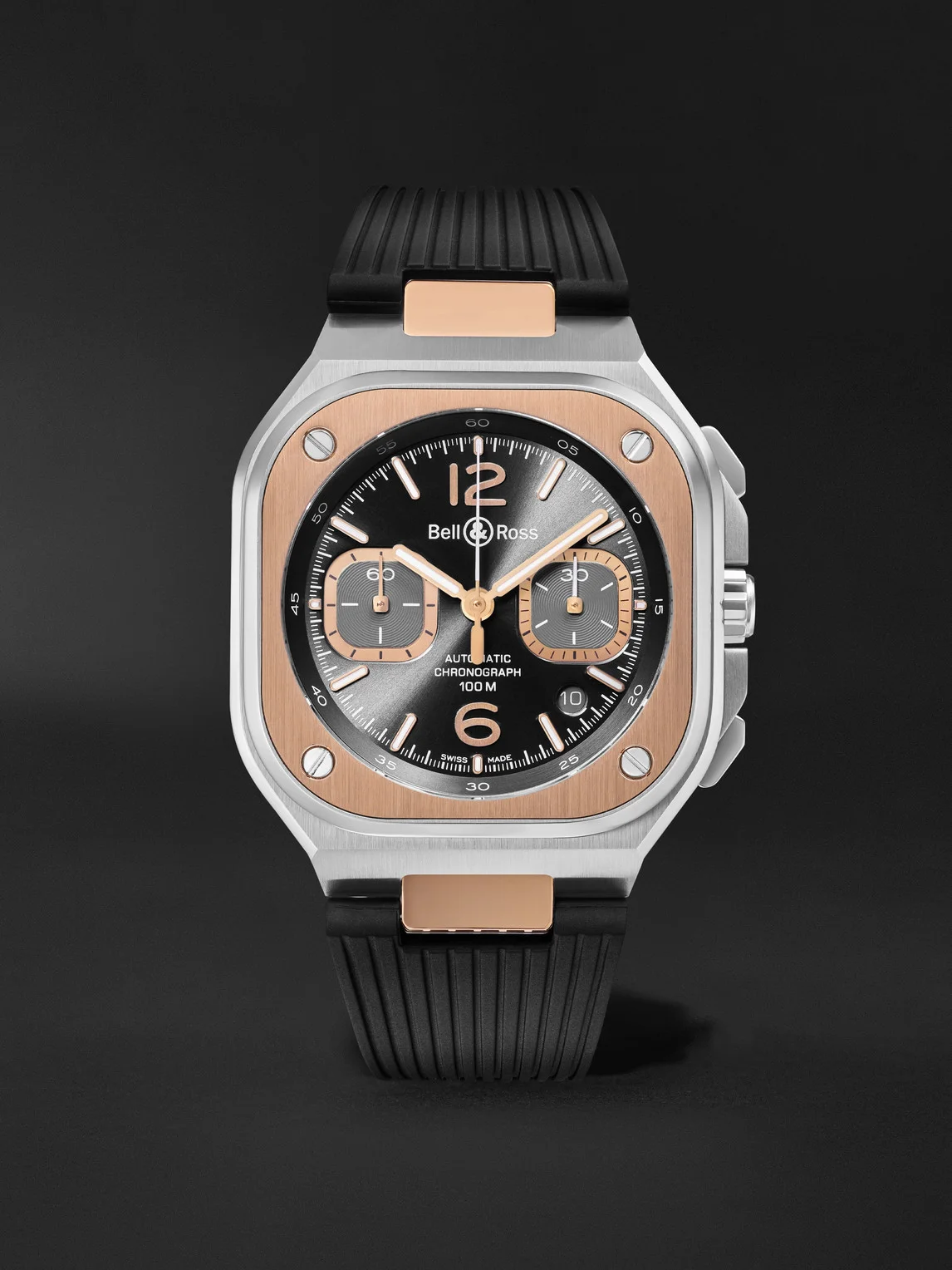 BR 05 Automatic Chronograph 18-Karat Rose Gold, Stainless Steel Watch, Ref. BR05C-RTH-STPG/SRB - 1