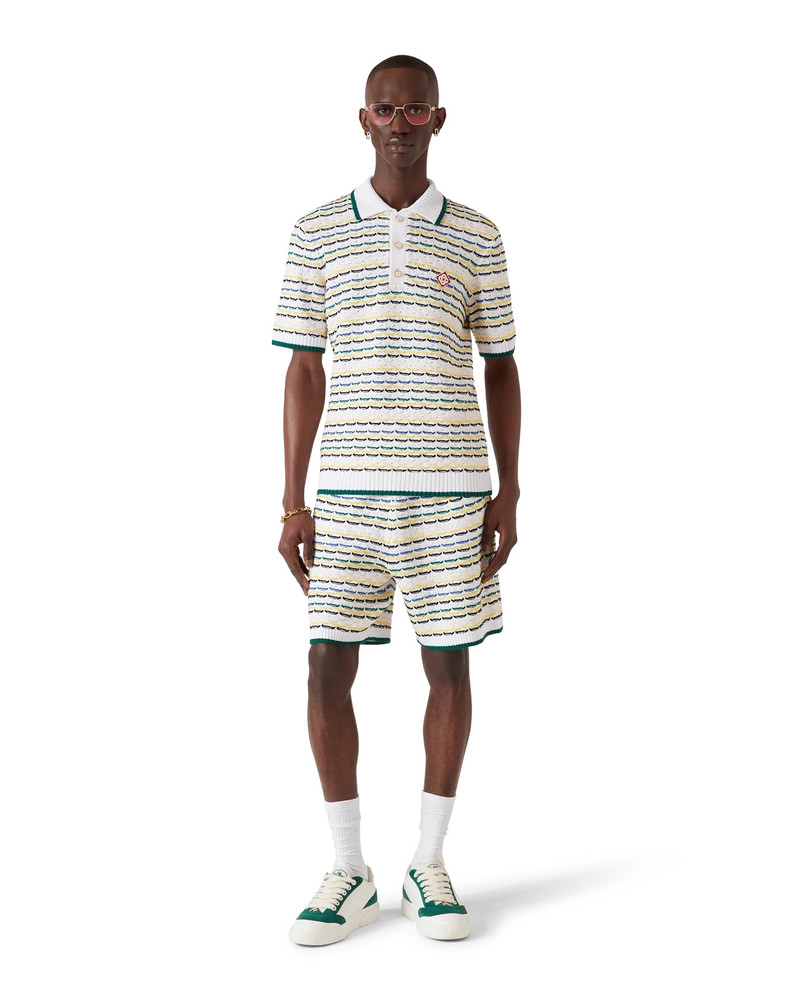 CASABLANCA Tuck Stitch Short Sleeve Polo Shirt outlook
