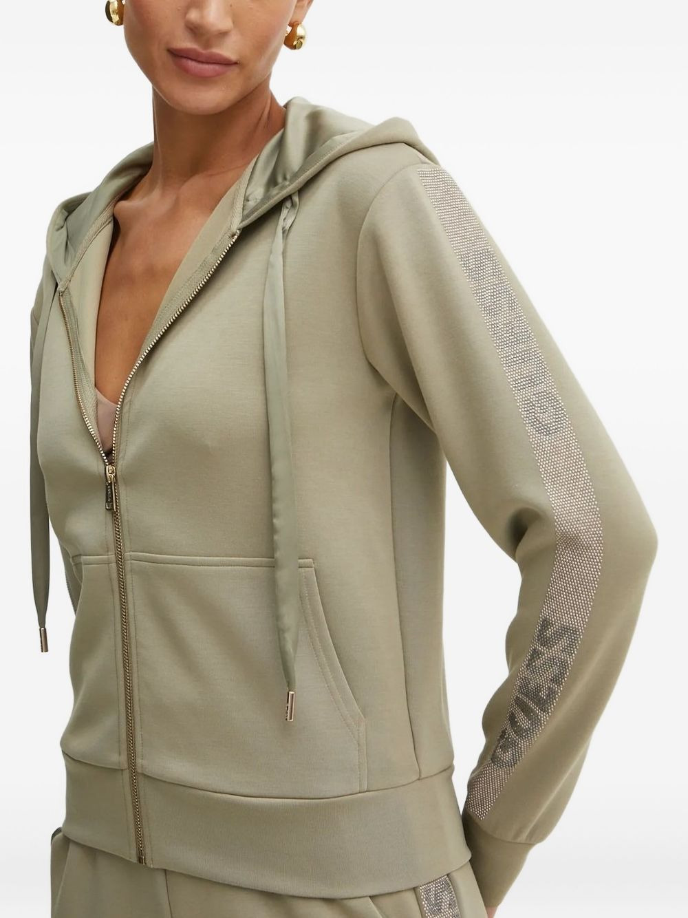 rhinestone-embellished zip-up hoodie - 3