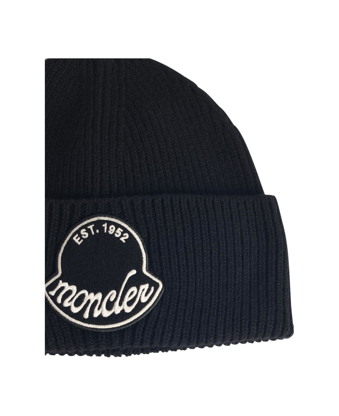 Black Virgin Wool Beanie - 3
