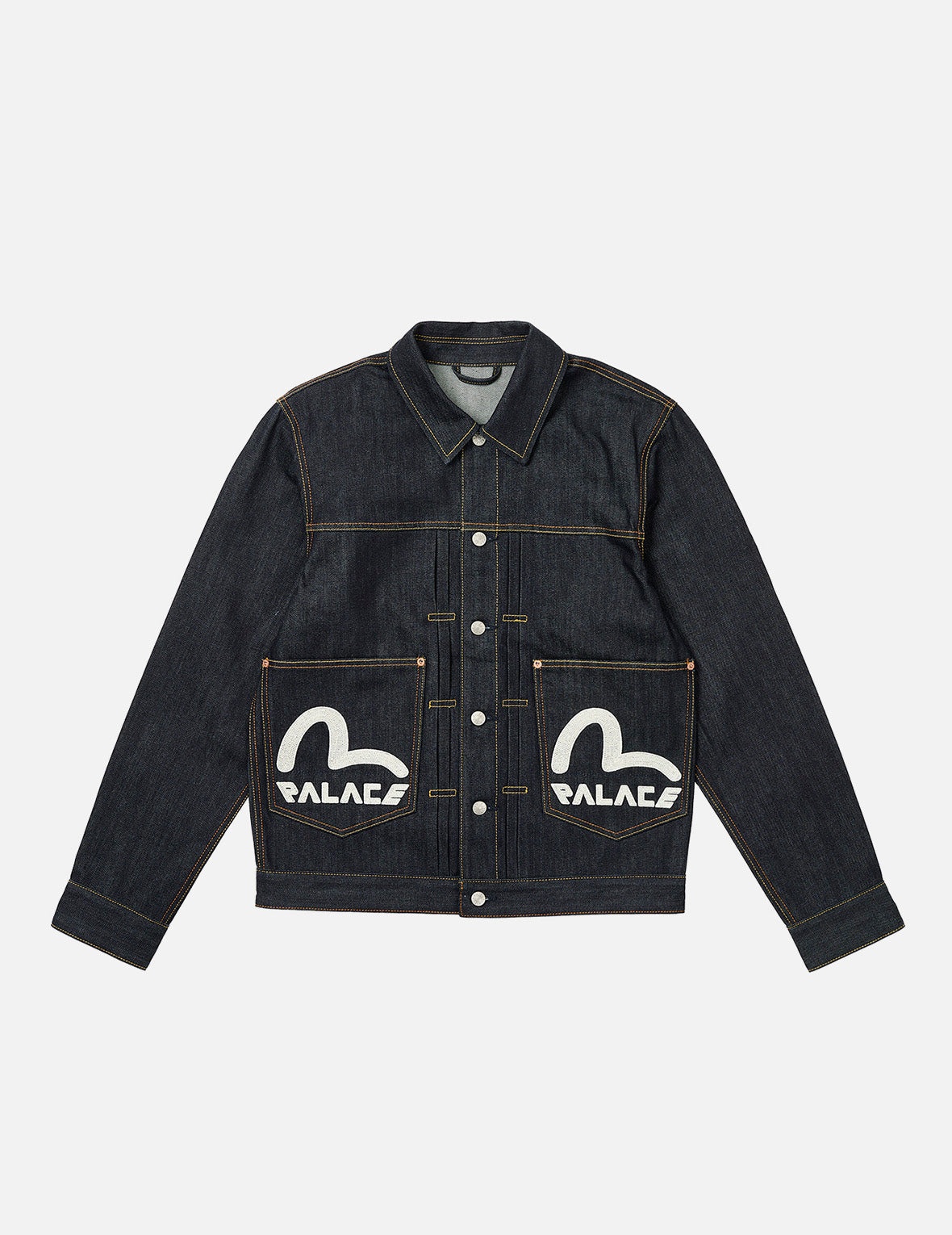 PALACE EVISU Logo Embroidery and Dice Daicock Print Regular Fit Denim Jacket - 1