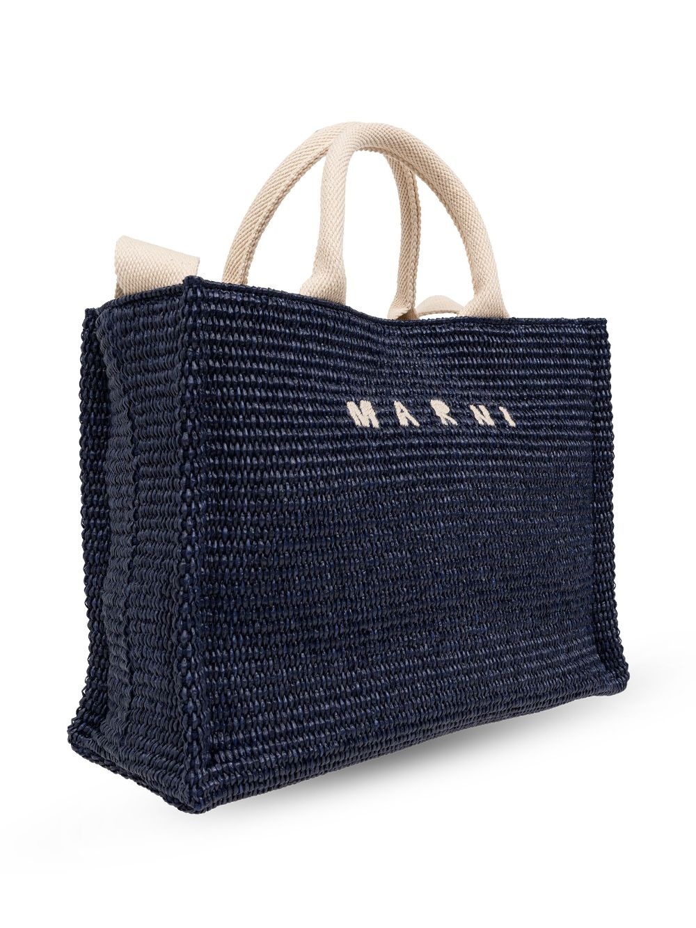 logo-embroidered raffia tote bag - 4