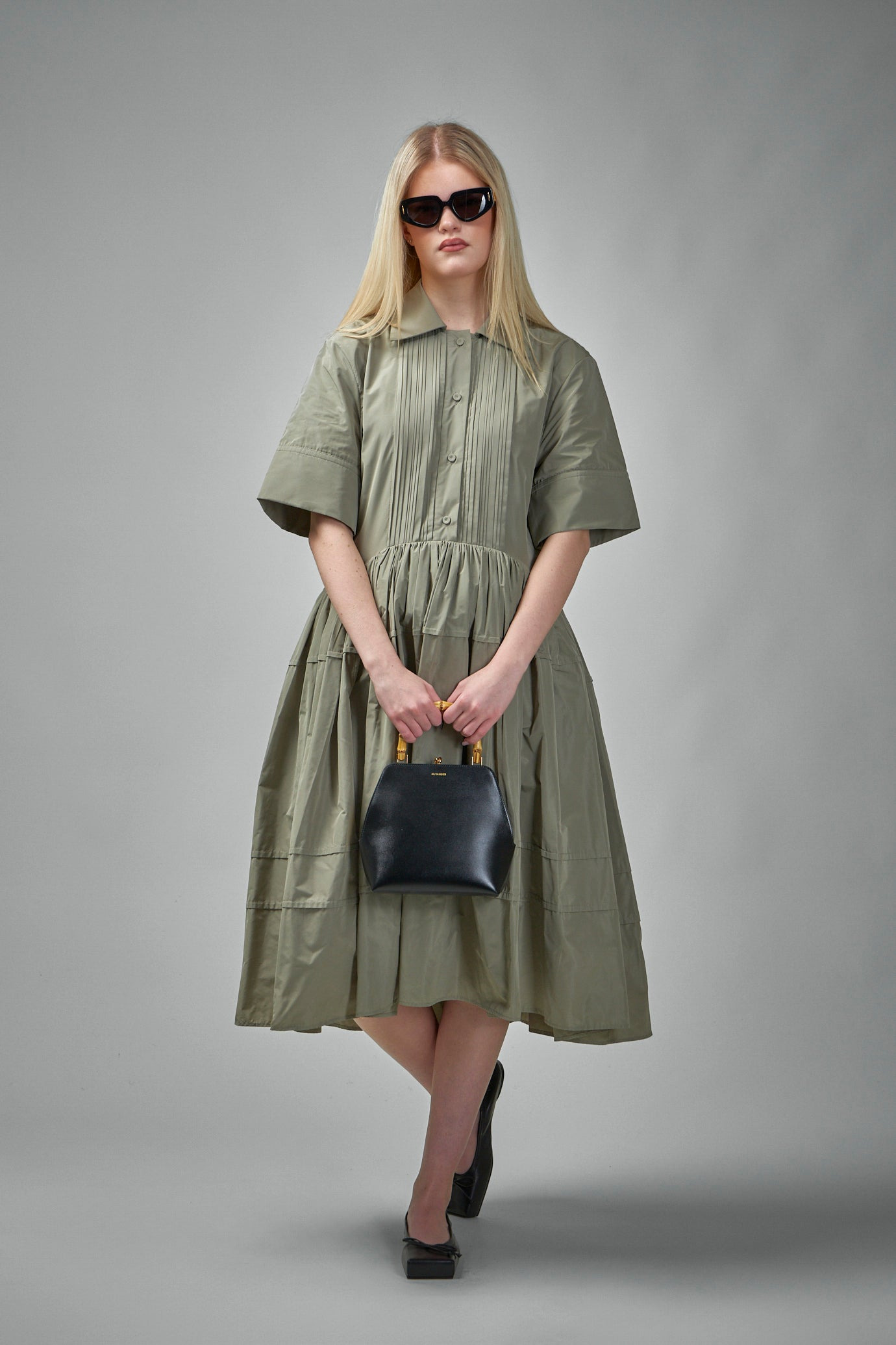 Pleated Shirt Dress - 2