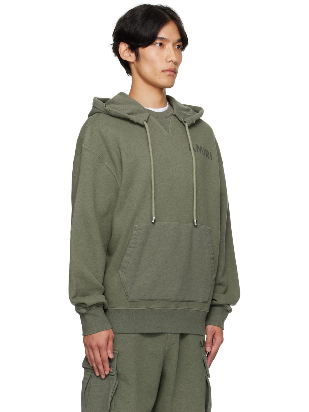 Khaki 'AMIRI' Stencil Oversized Hoodie - 2