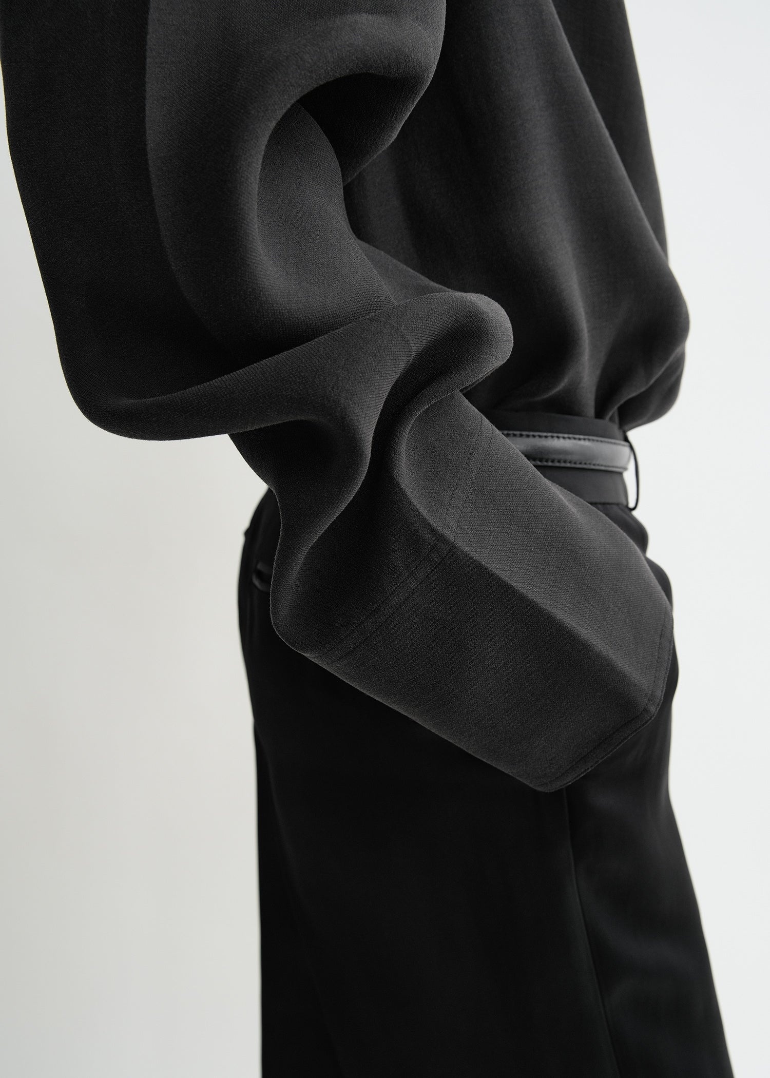 Funnel-neck organza blouse black - 6