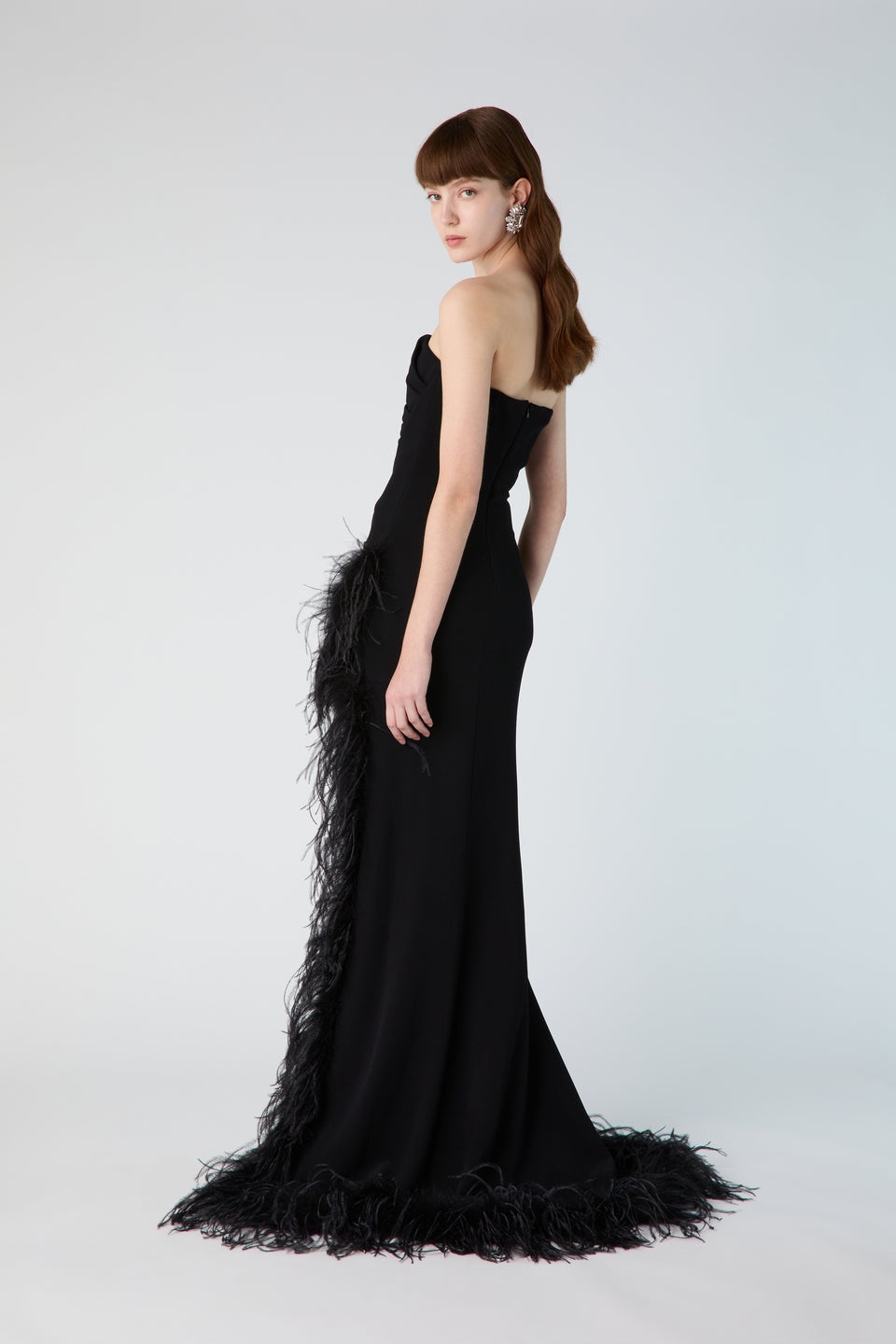CADY GOWN WITH FEATHERS AND SPLIT - 5