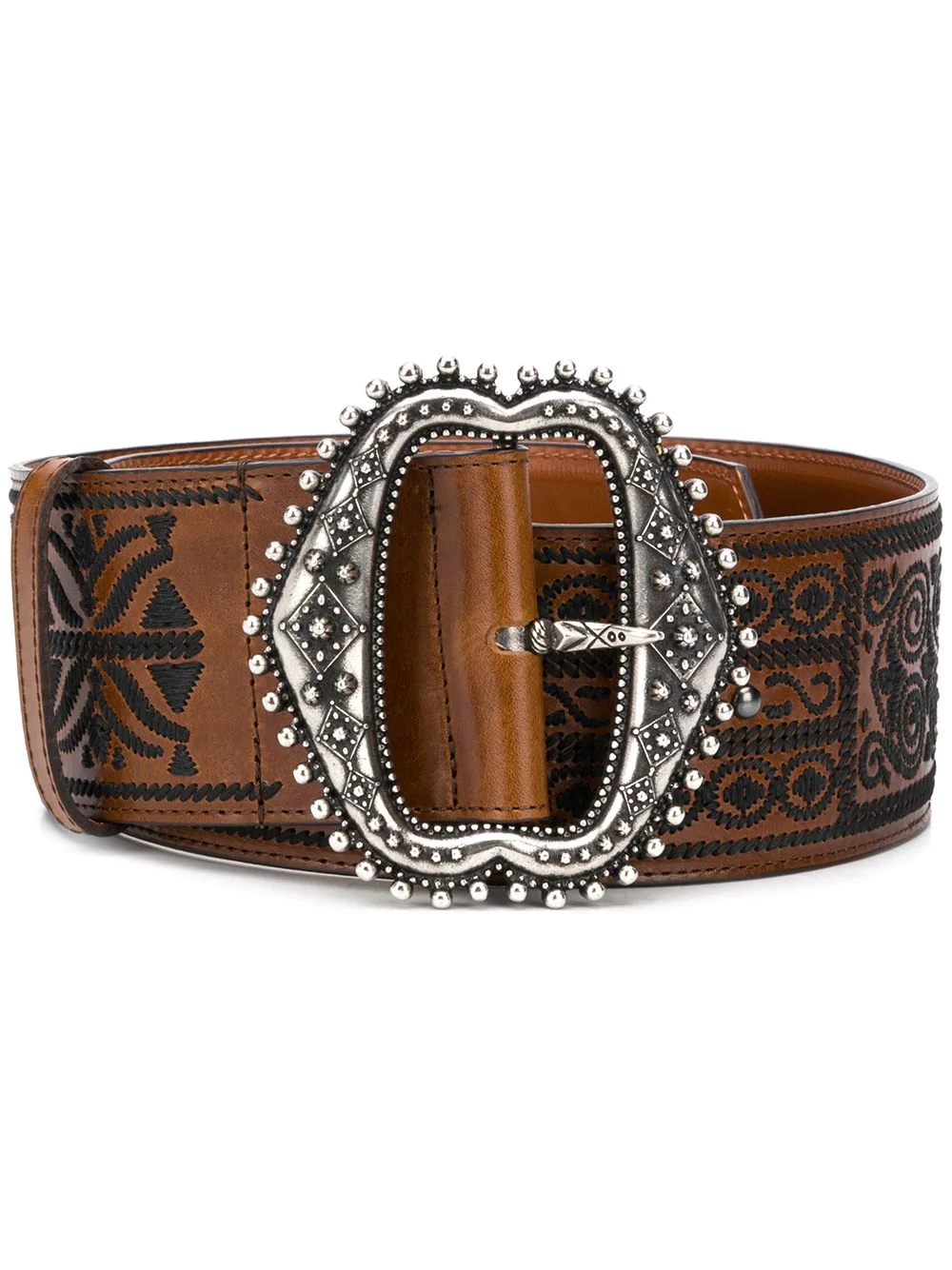 embroidered leather belt - 1