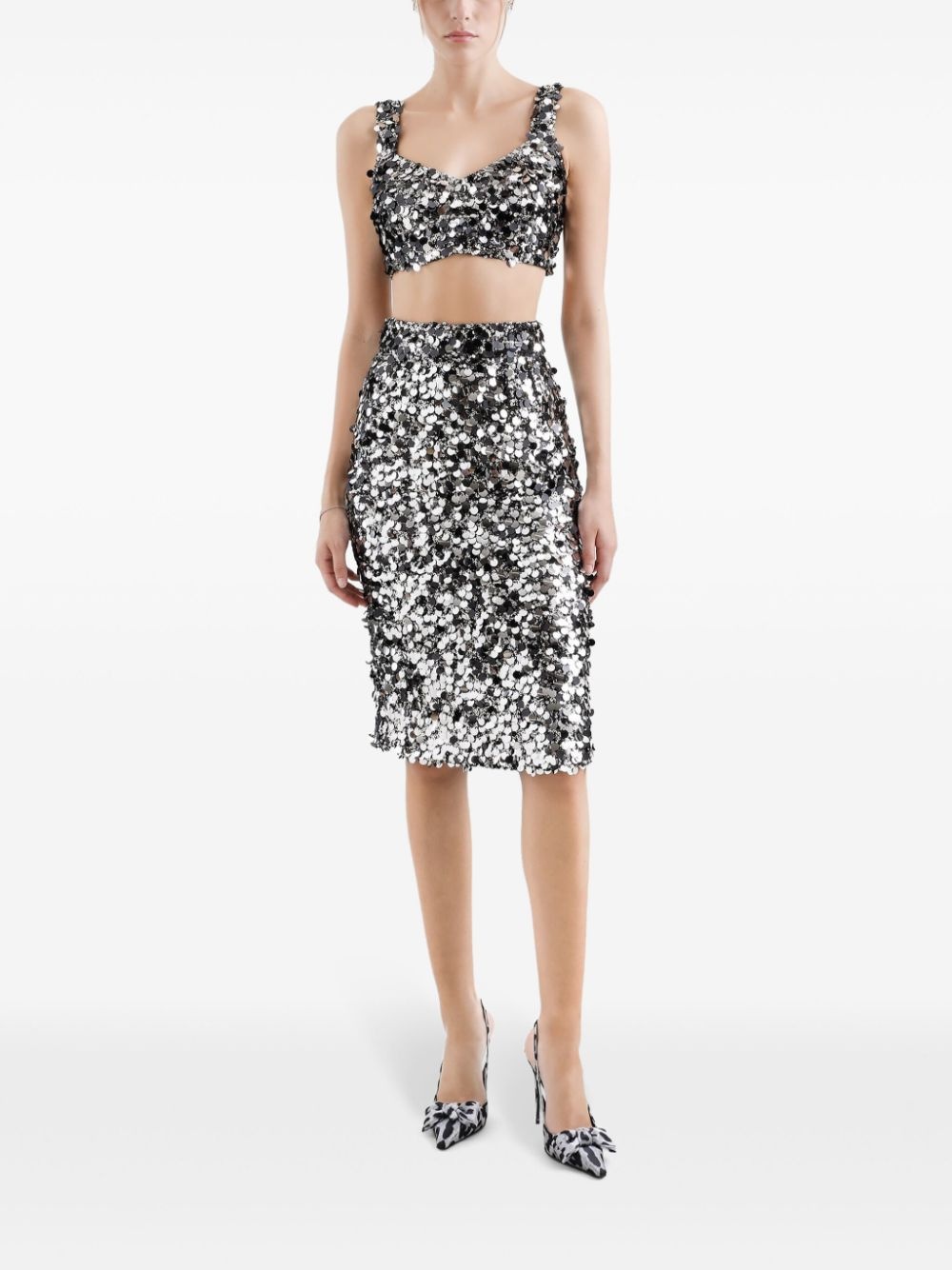 sequin-embellished cropped top - 2