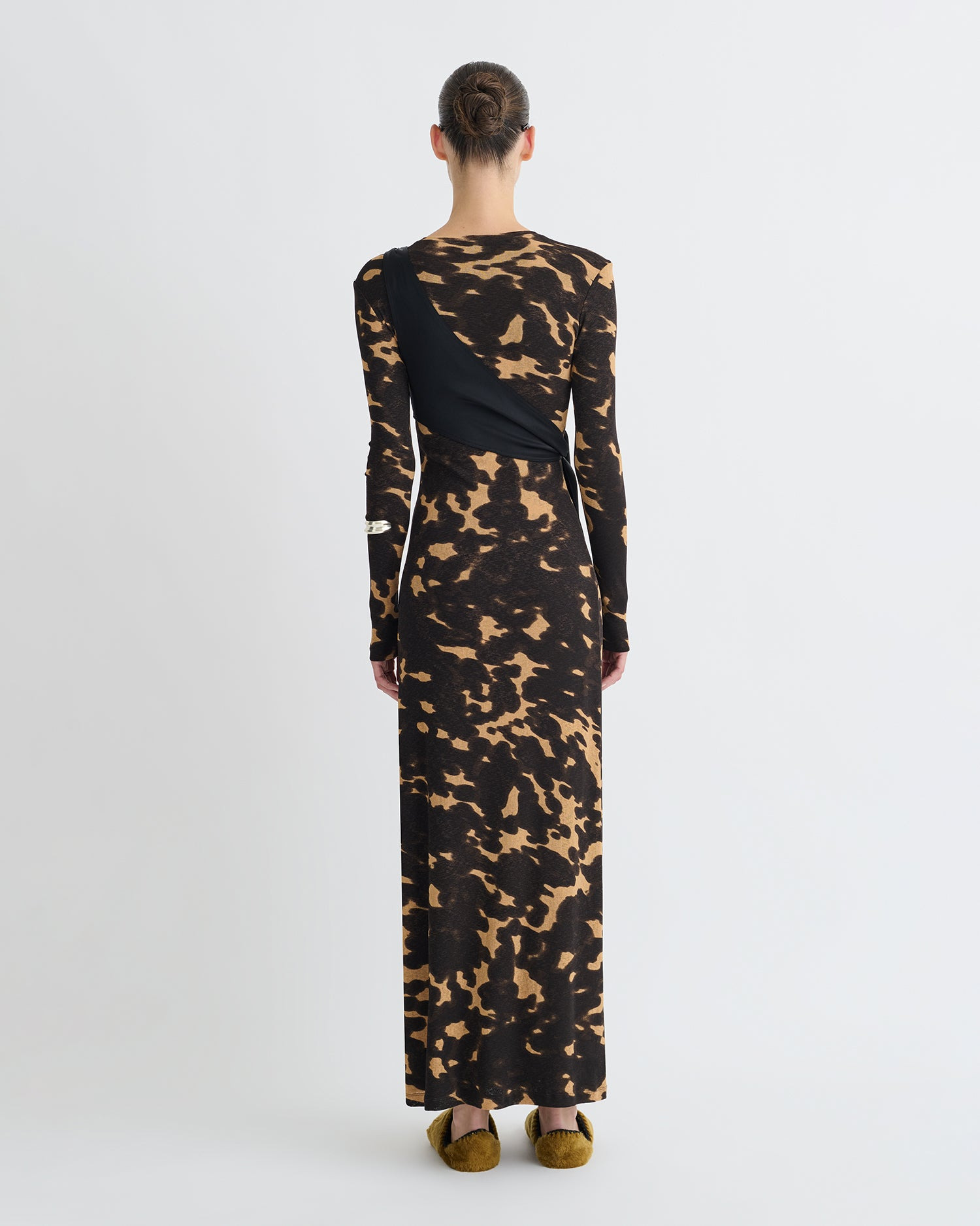 Mesh Jersey/Slip Satin Long Dress - 3