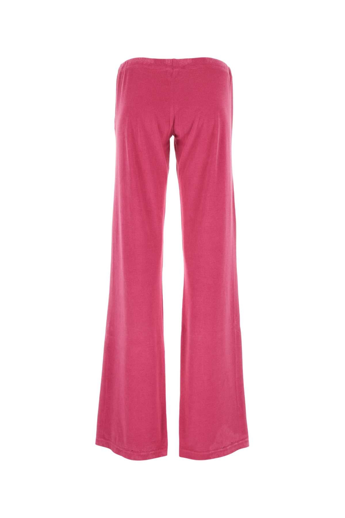 Balenciaga Women Fuchsia Velvet Joggers - 2