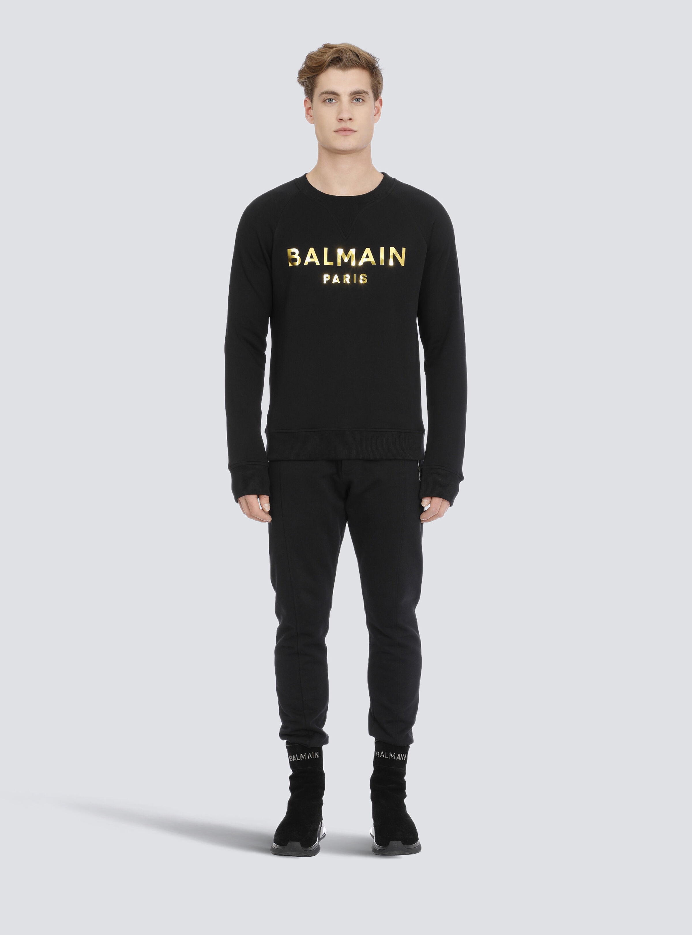 Eco-designed cotton sweatshirt with Balmain Paris logo print - 3