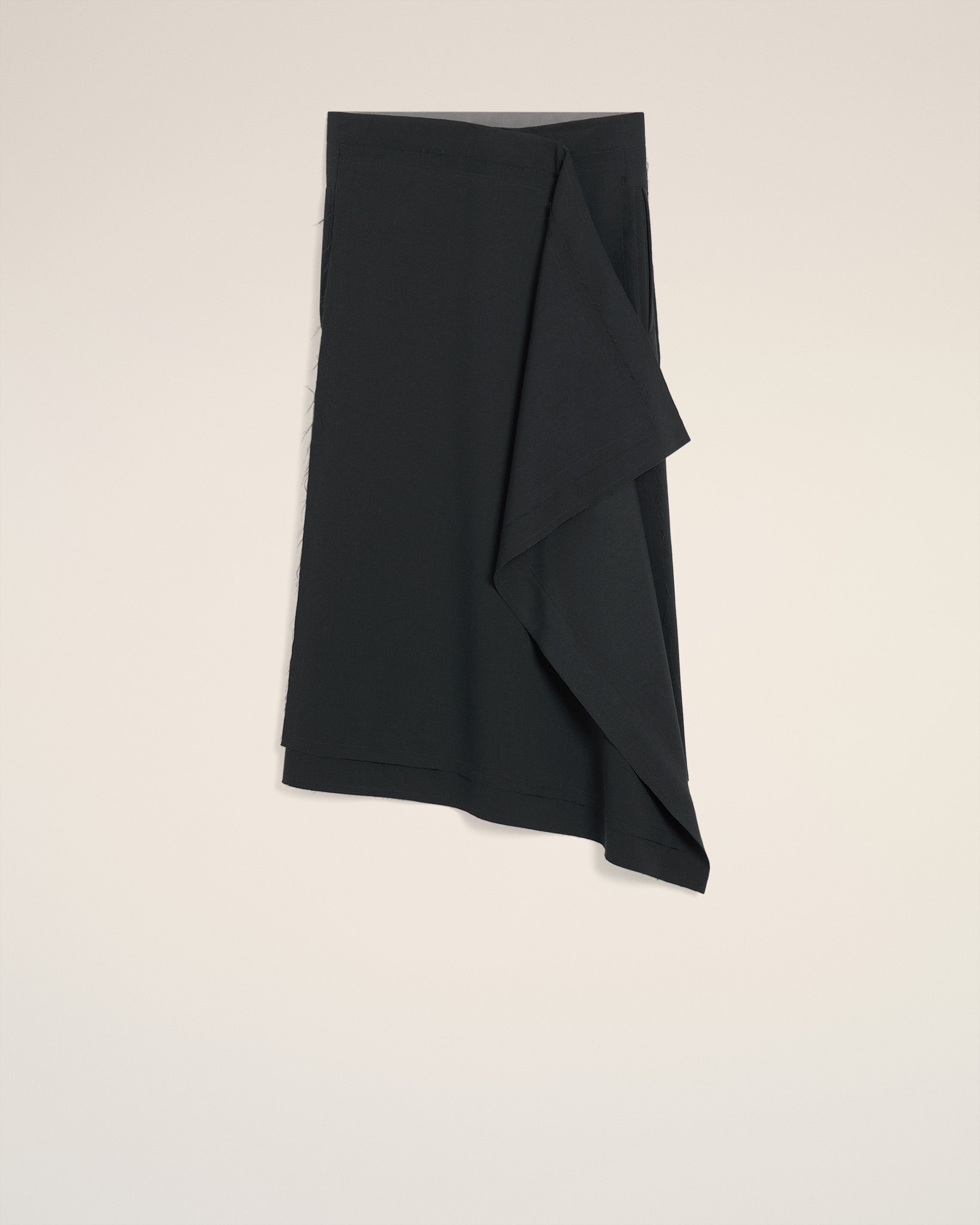 BLACK WOOL MIDI WRAPPED  SKIRT - 12